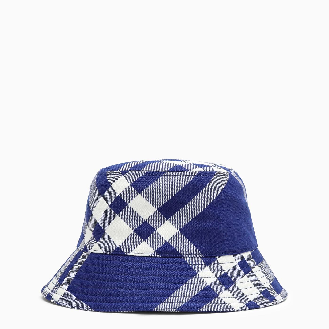 Shop Burberry Blue\/white Check Pattern Bucket Hat