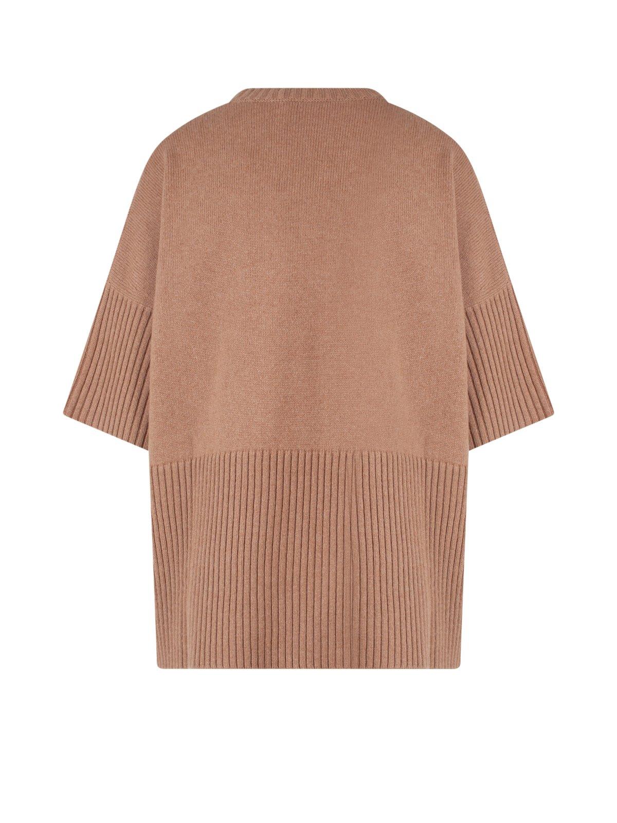 Shop Max Mara Oversized Crewneck Knitted T-shirt In Cammello