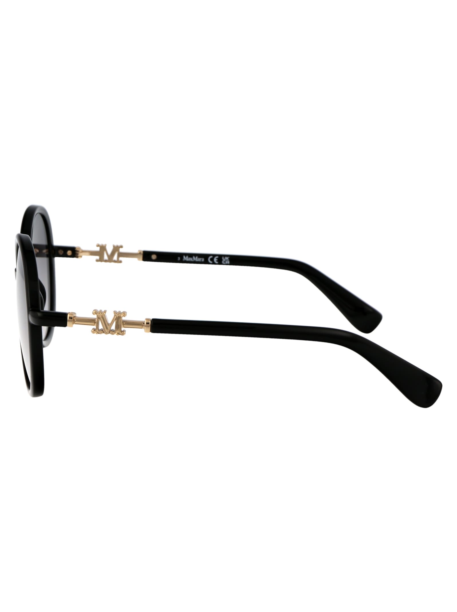 Shop Max Mara Emme15 Sunglasses In 01b Nero Lucido/fumo Grad