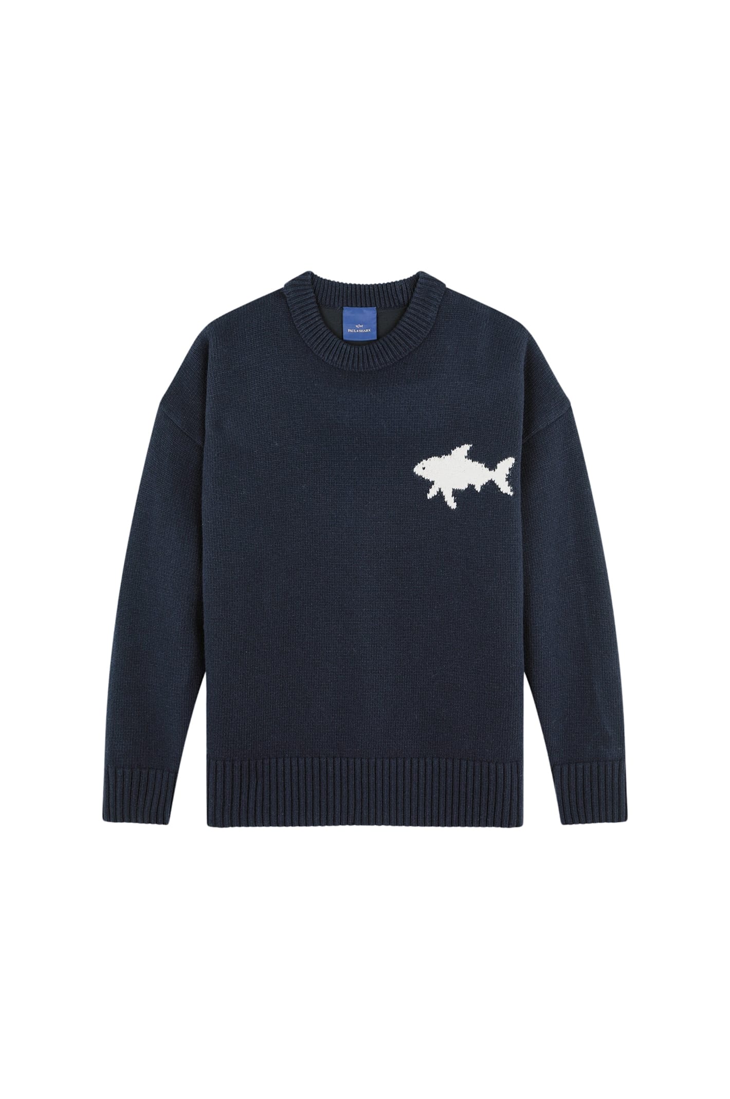 Paul&amp;shark Crewneck With Shark Intarsia In Blue