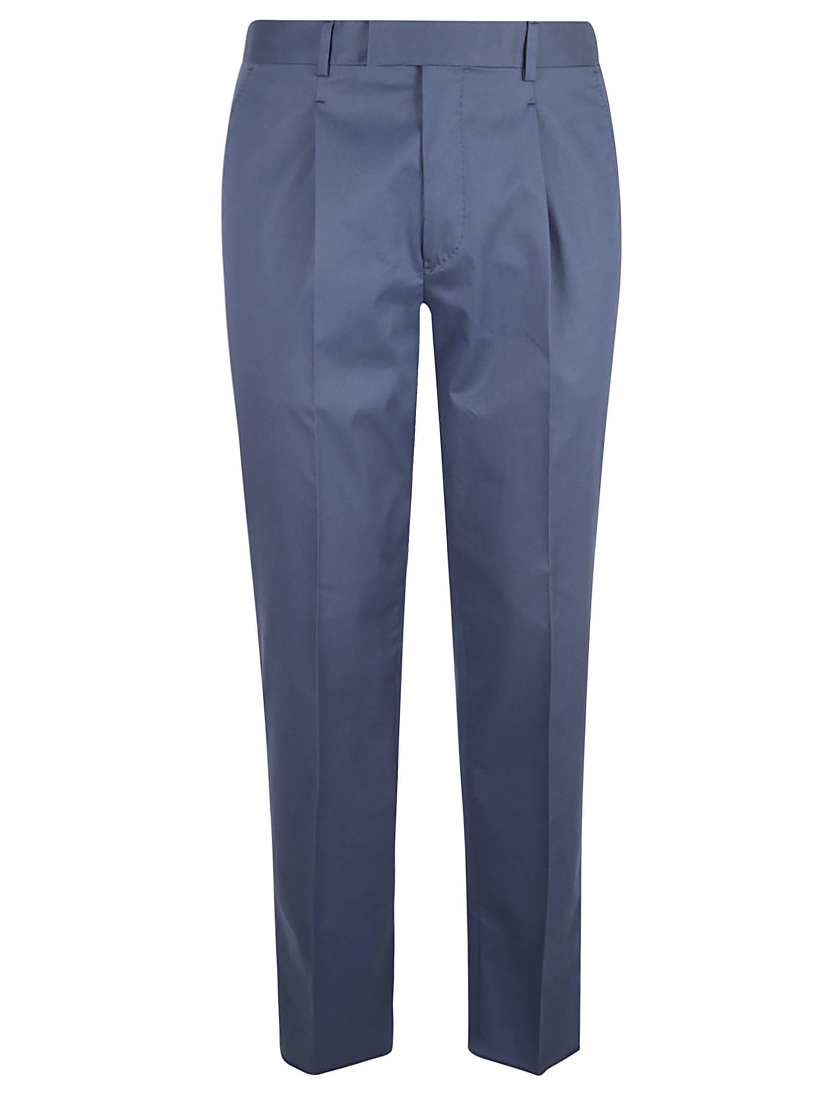 Shop Zegna Concealed Wrap Trousers In Blu