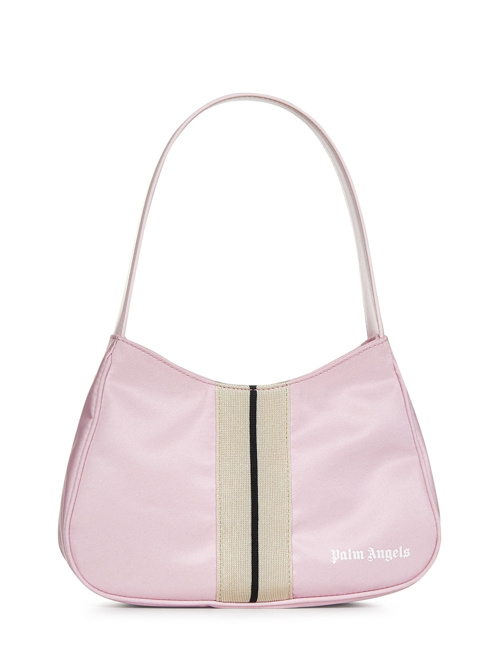 Palm Angels Venice Track Nylon Hobo Bag In Baby Pink,off White