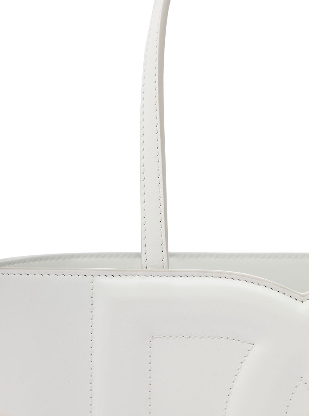Shop Dolce & Gabbana Dg Logo Small White Shopper In Leather Woman In Avorio
