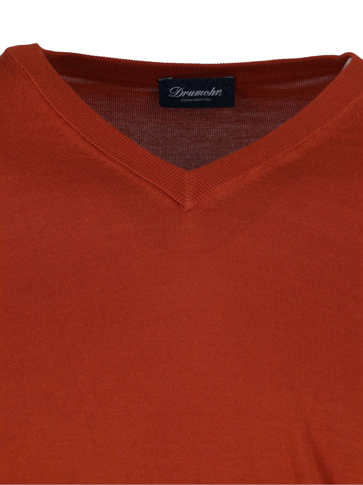 Drumohr Ribbed V-neck Sweater With Long Sleeves In Orange