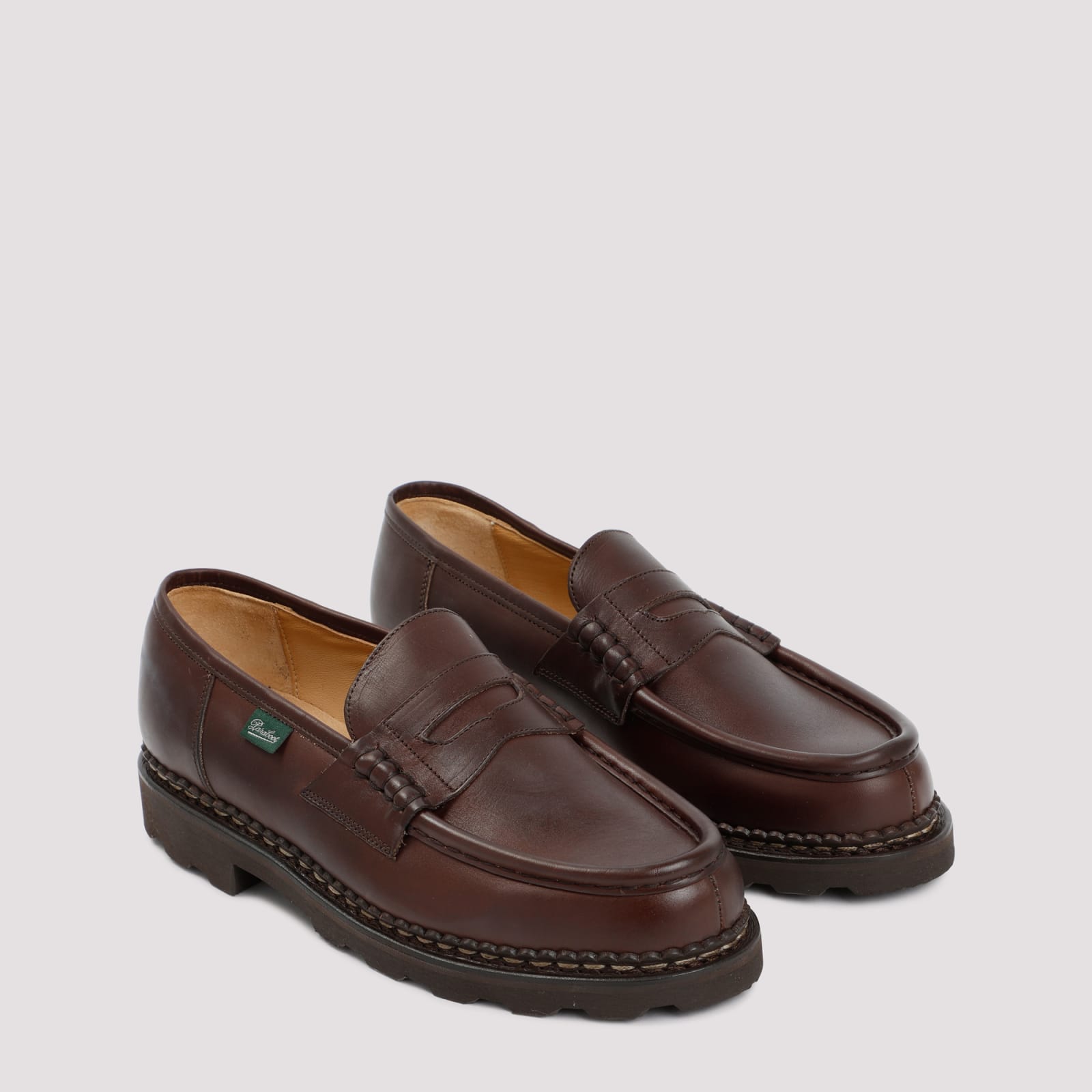 Shop Paraboot Leather Reims Loafers In Cafe