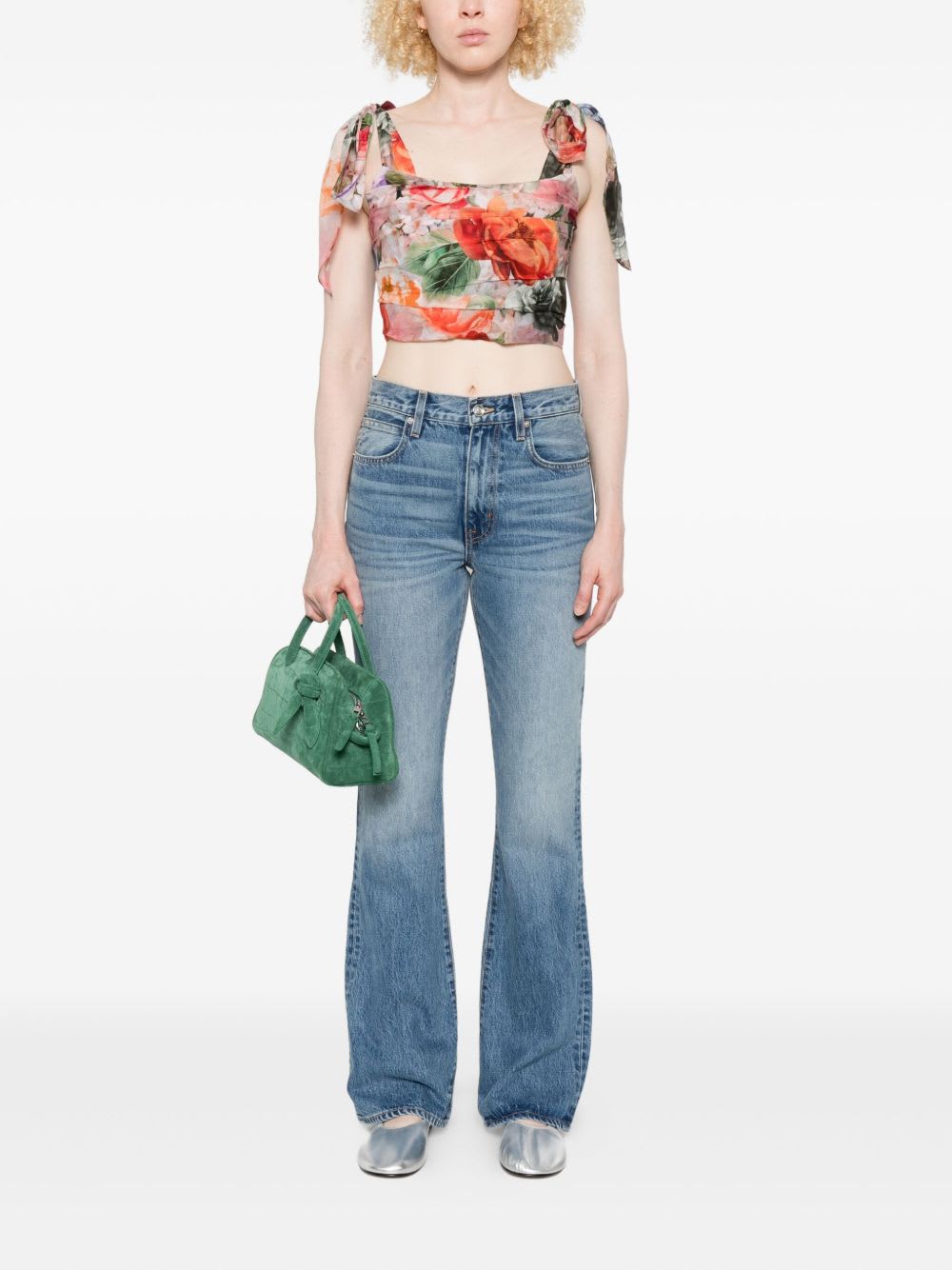 Alice And Olivia Haven Cropped Bustier Storm Floral Sm In Multi