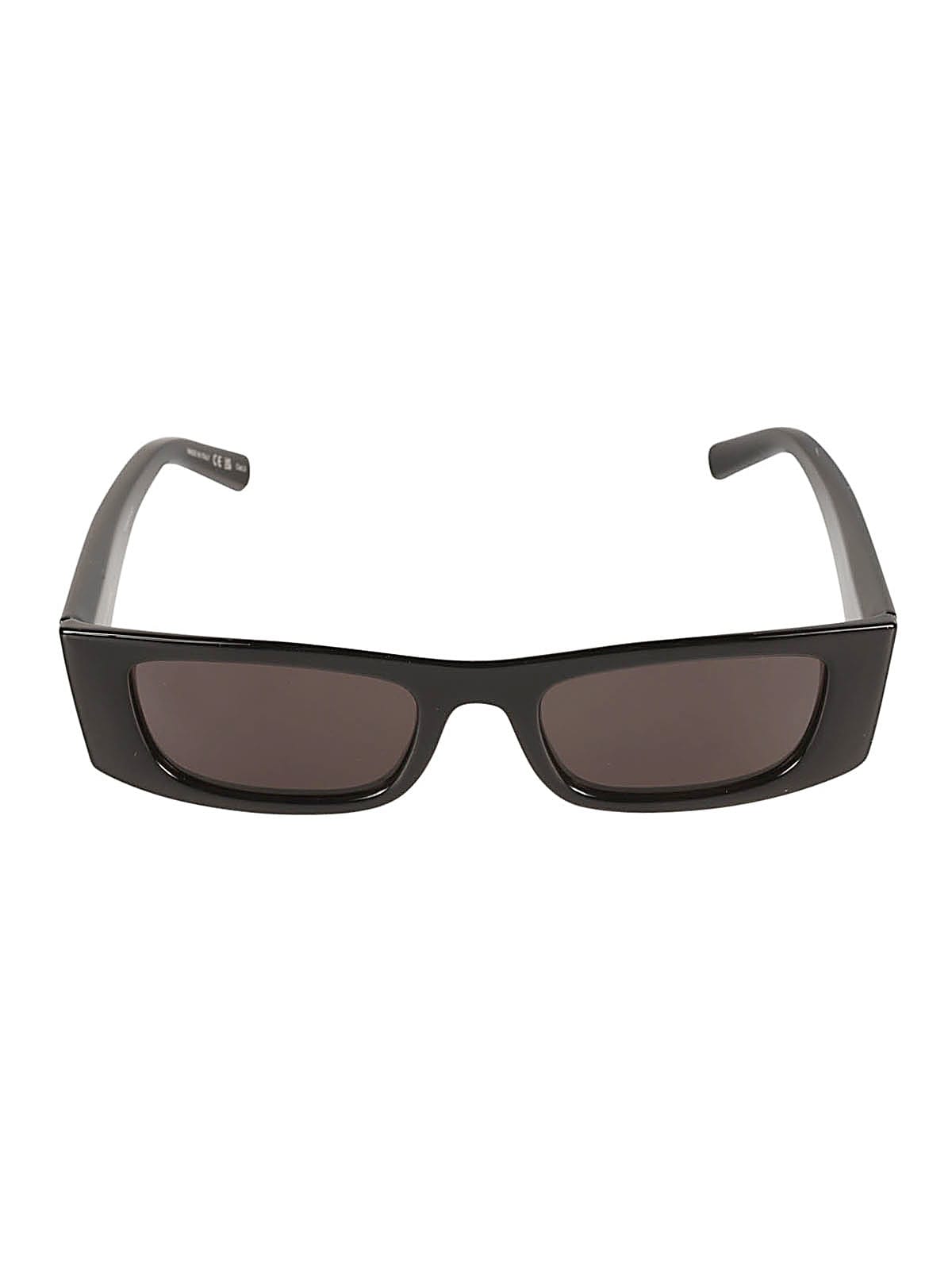Shop Saint Laurent Rectangular Frame Logo Sunglasses In Black