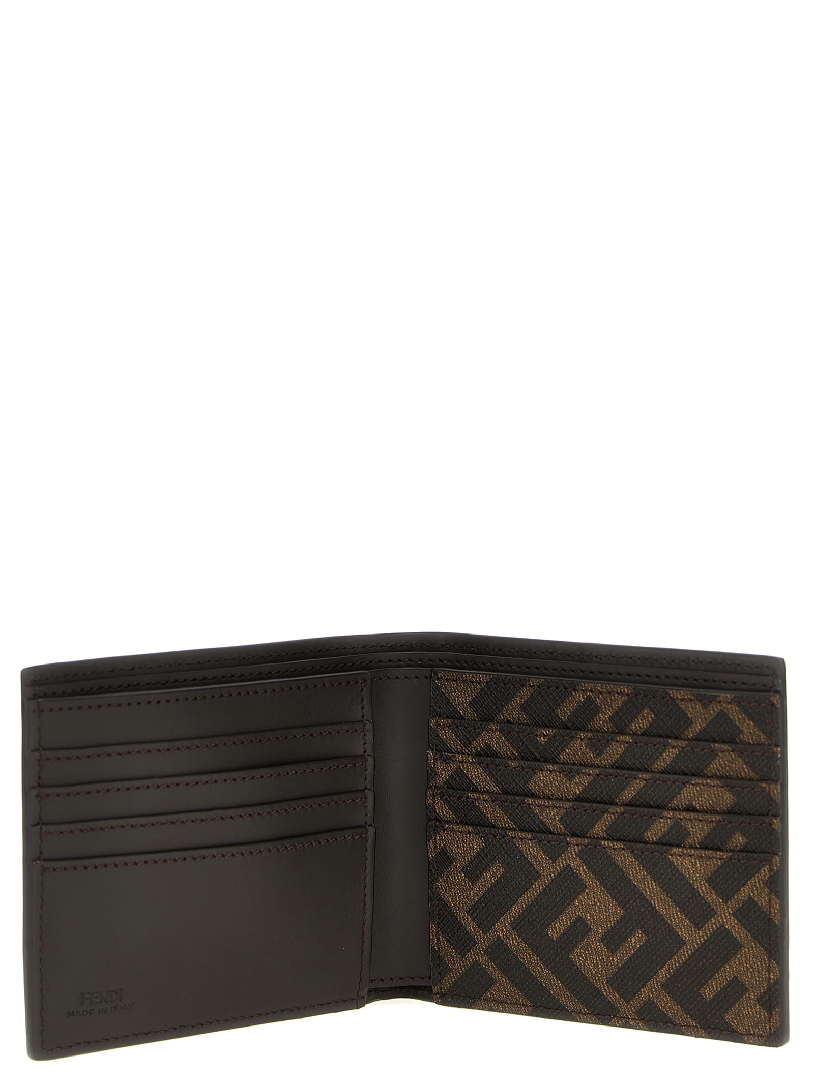 Shop Fendi Bifold Ff Wallet In Brown