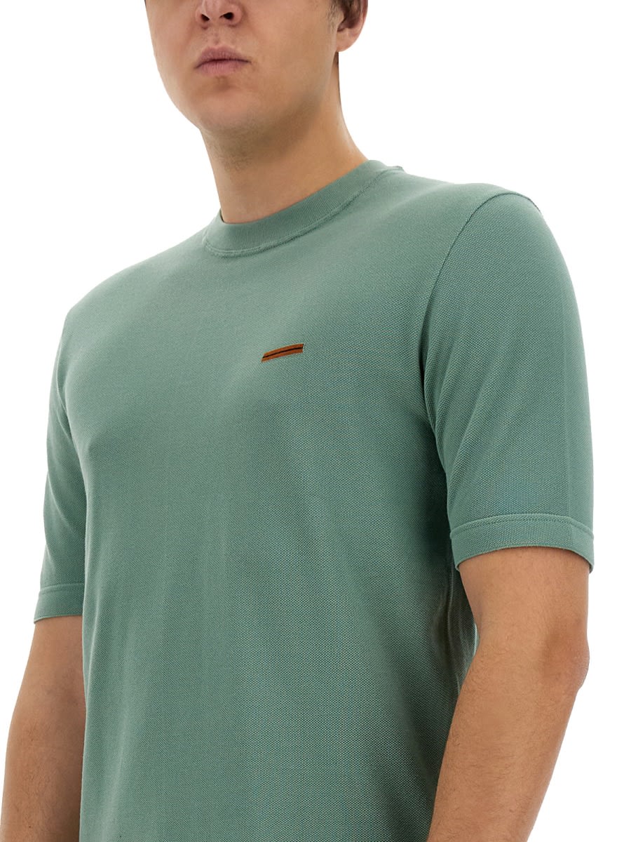 Zegna Logo Crew Neck T-shirt In Blue