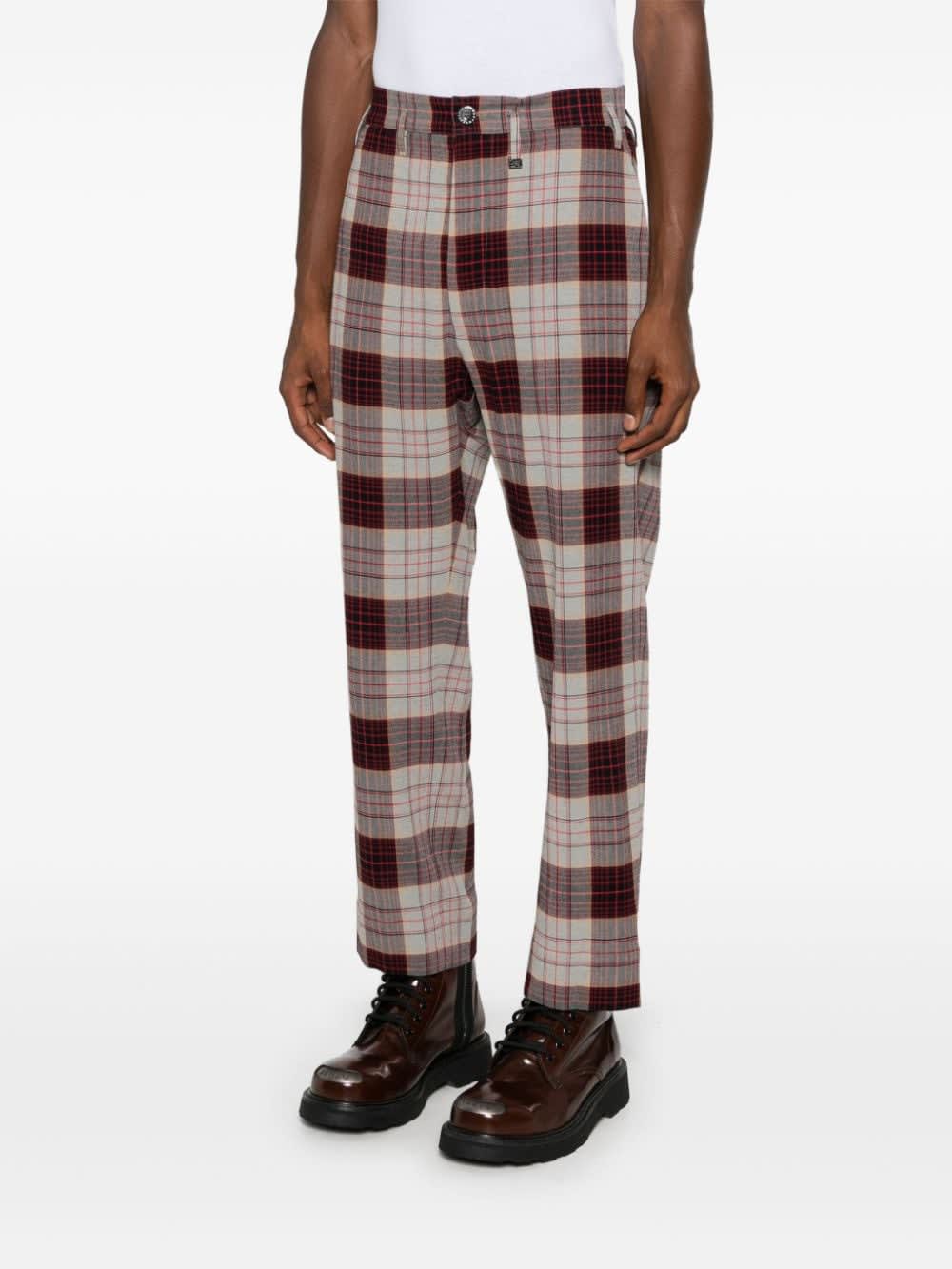 Vivienne Westwood Straight Checkered Slim Cut Trousers In Red