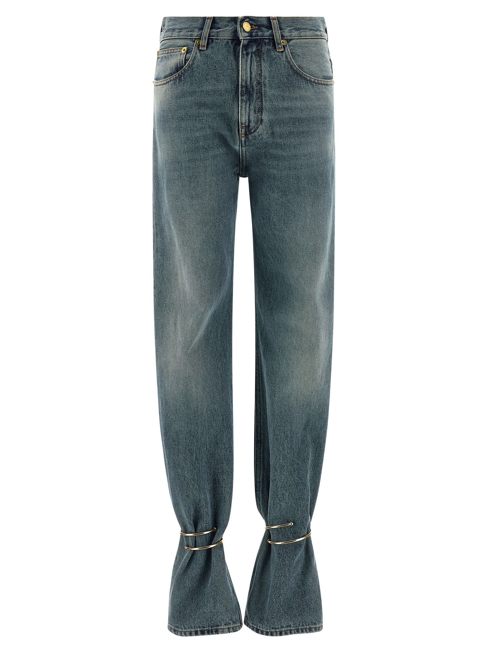 Darkpark Flared Hem Adjustable Jeans Pockets In Blue