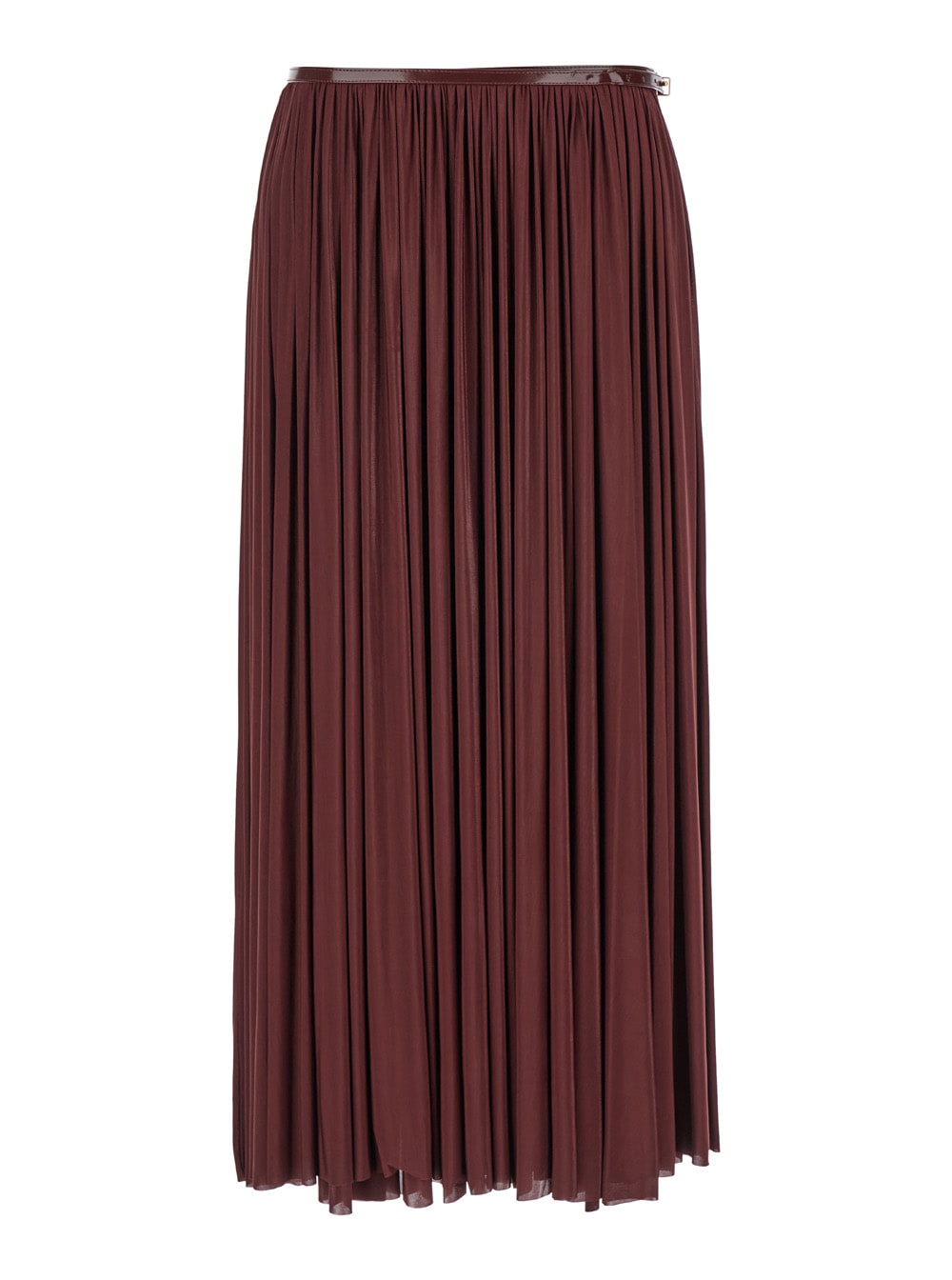 Shop Philosophy Di Lorenzo Serafini Long Bordeaux Pleated Skirt In Stretch Fabric Woman