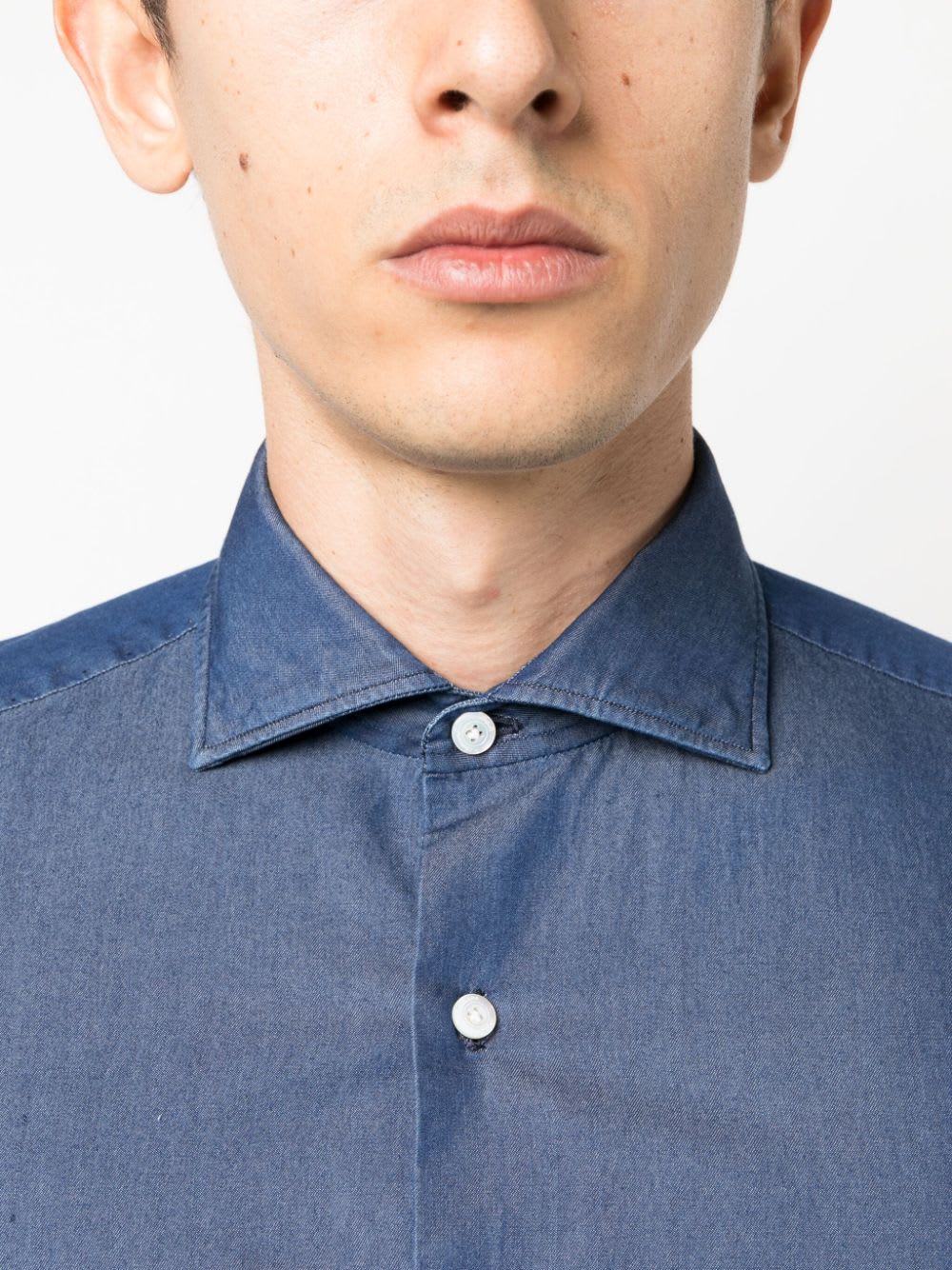 Finamore 1925 Finamore Regular Fit Denim Shirt In Blue