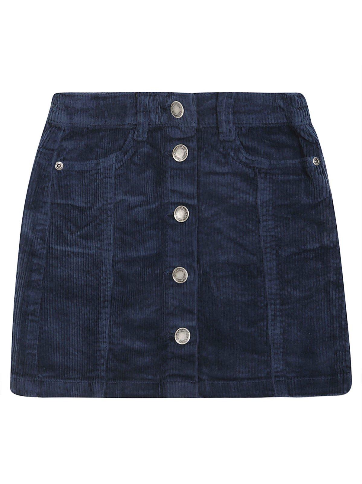Molo Kids' Bera Ribbed-detail Corduroy Skirt In Azzurro