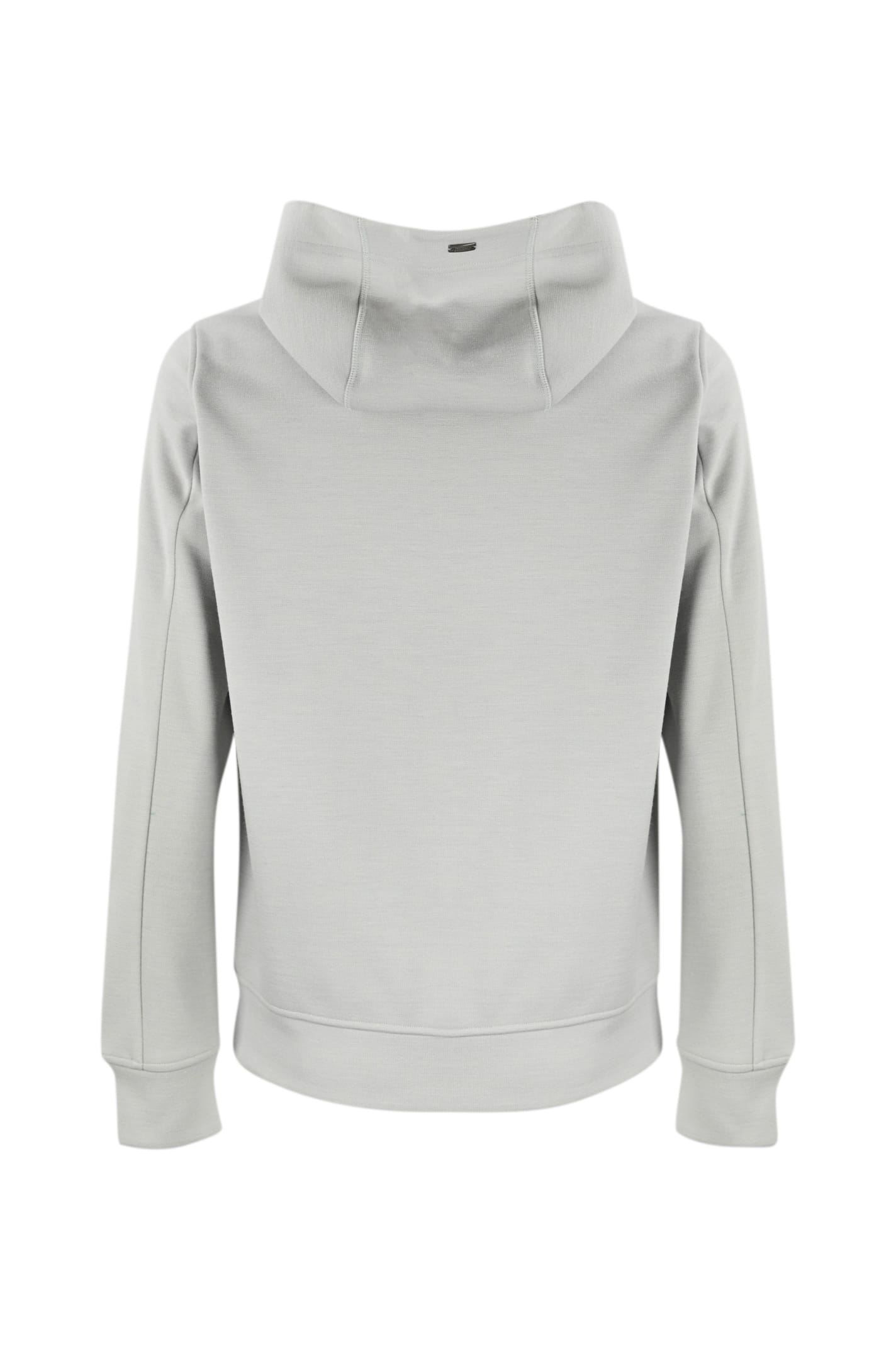 Herno Zip-up Hooded Drawstring Down Jacket In Ghiaccio/azzurro