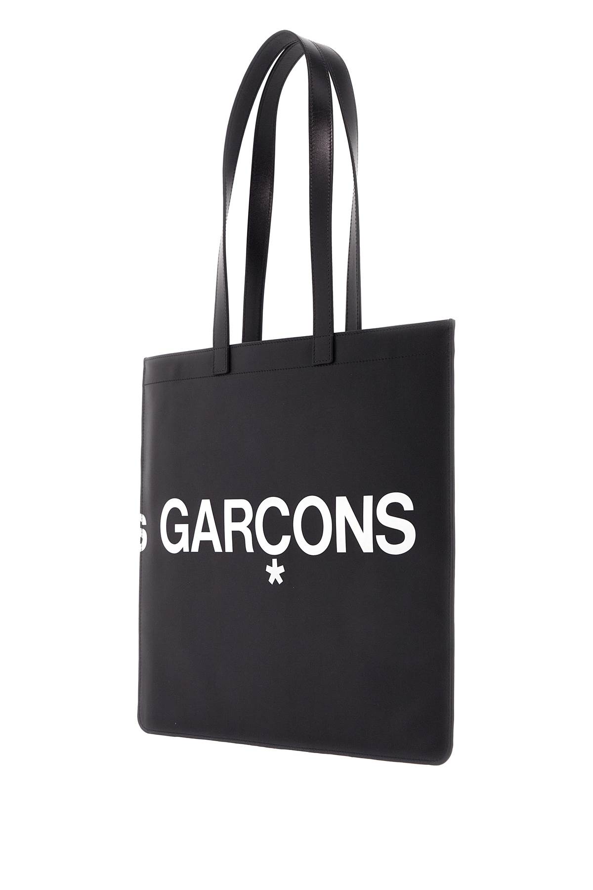 Shop Comme Des Garçons Logo Leather Tote Bag In Black (black)