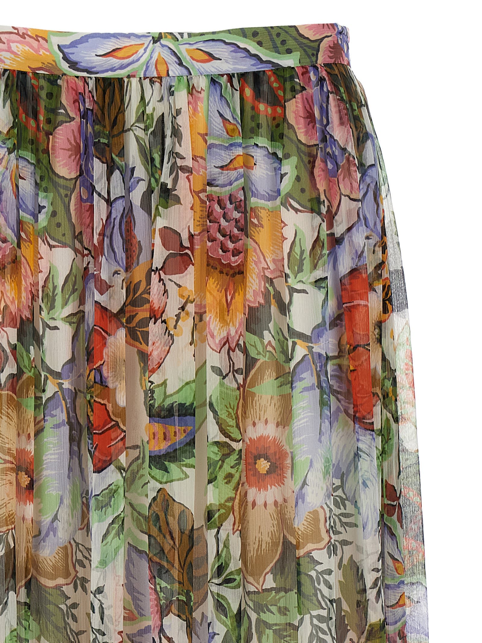 Shop Etro Long Floral Skirt In Multicolor