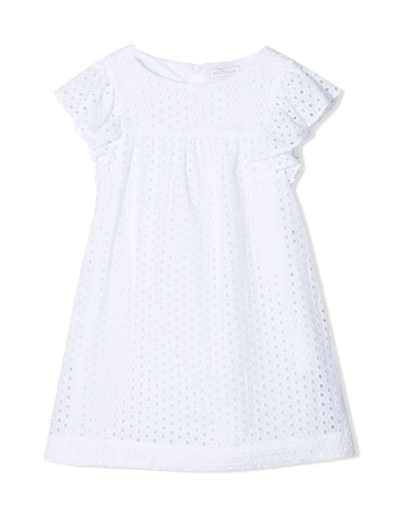Monnalisa White Cotton Dress