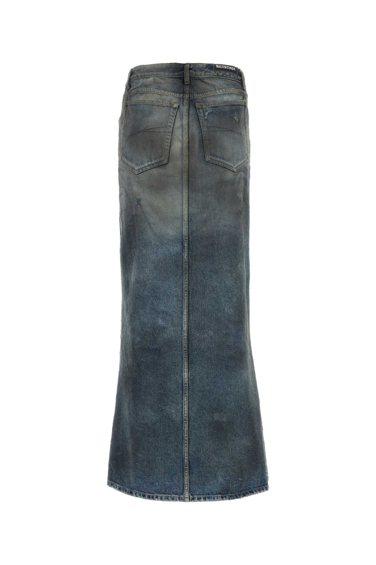 Shop Balenciaga Blue Denim Skirt In 4974