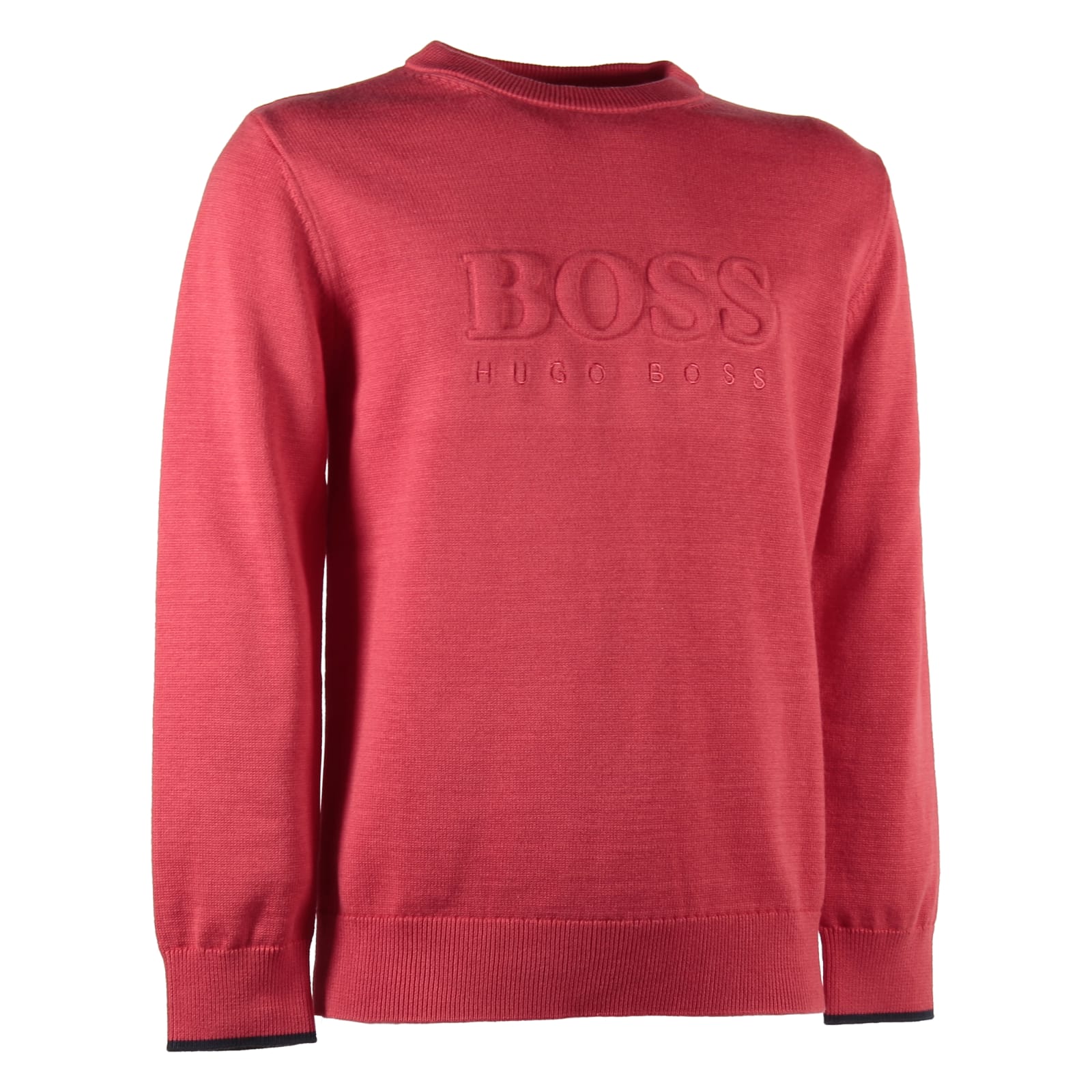 Hugo Boss Red Logo Cotton Knit Jumper 