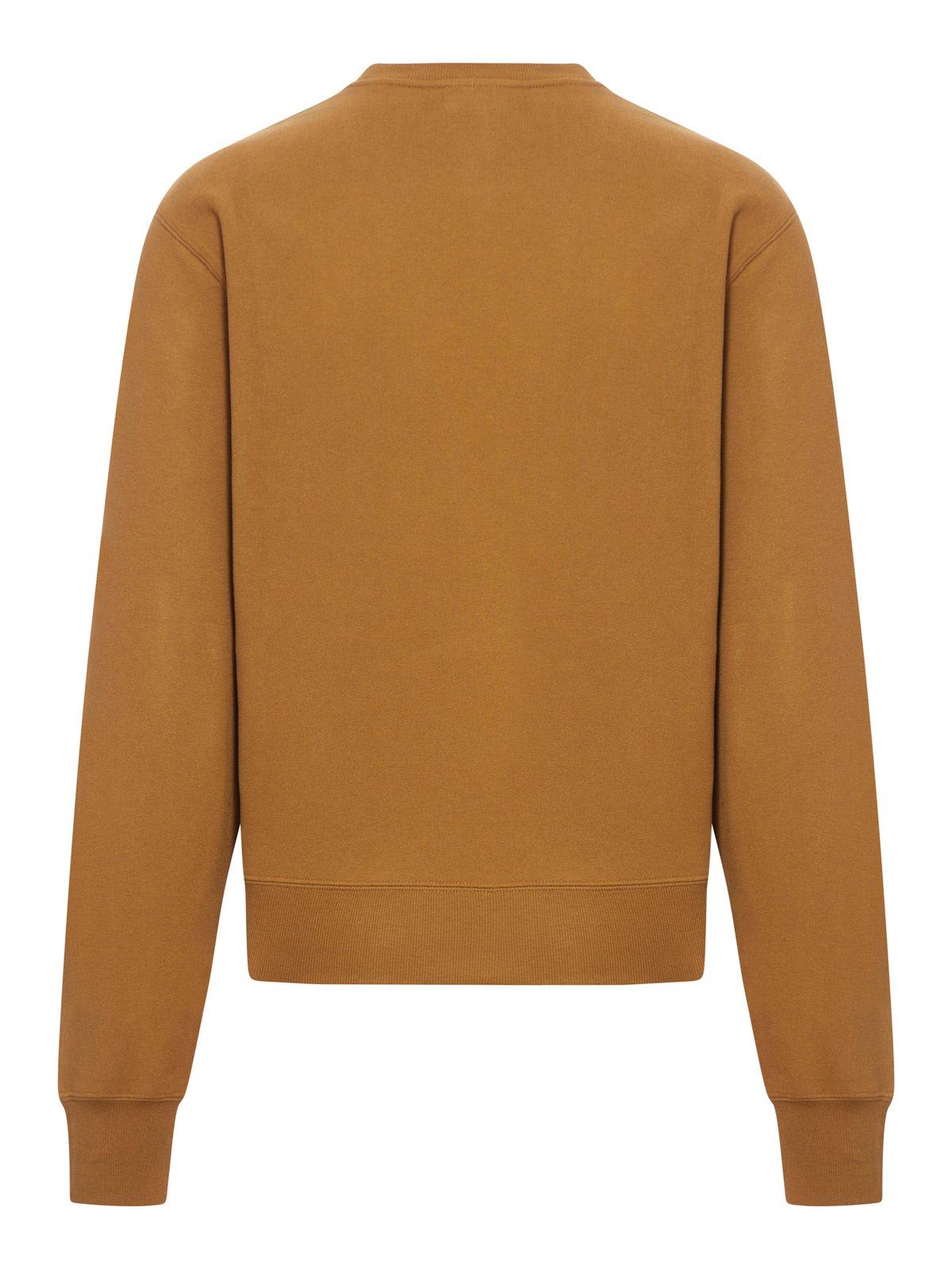 Shop Saint Laurent Crewneck Long-sleeved Sweatshirt In Mordore