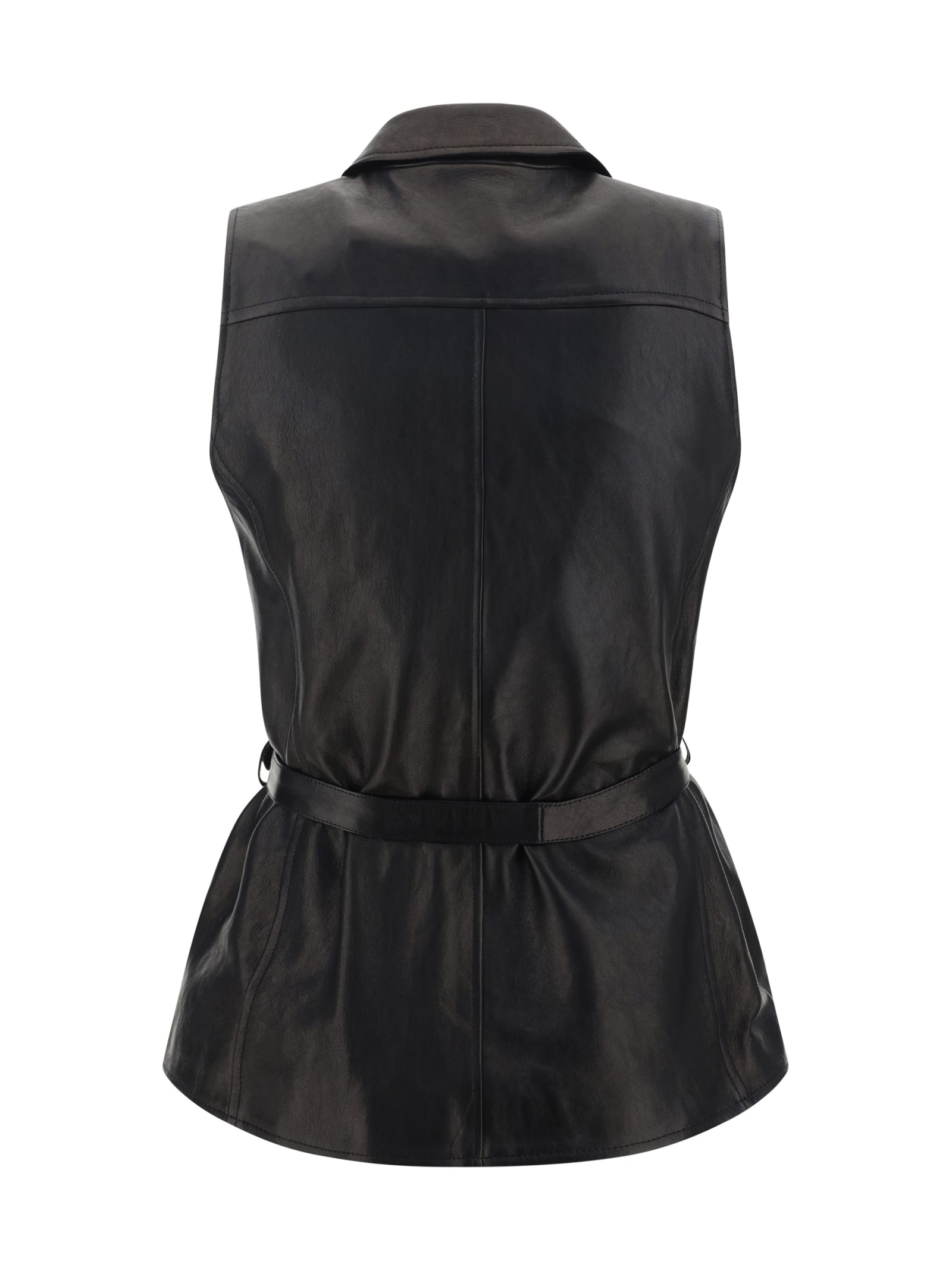 Shop Magda Butrym Leather Vest In Black