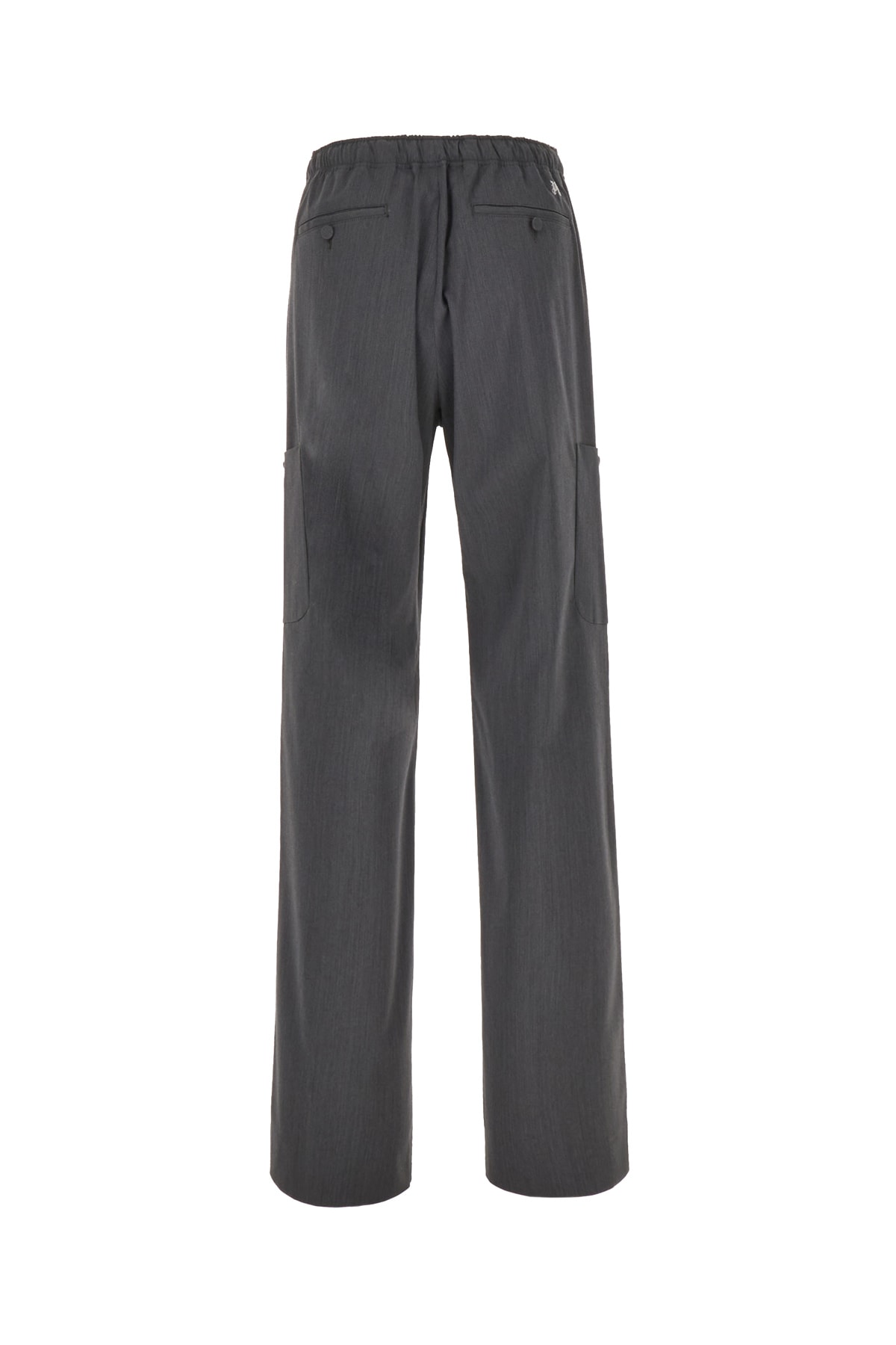 Shop Palm Angels Dark Grey Stretch Polyester Blend Pants In Grigio