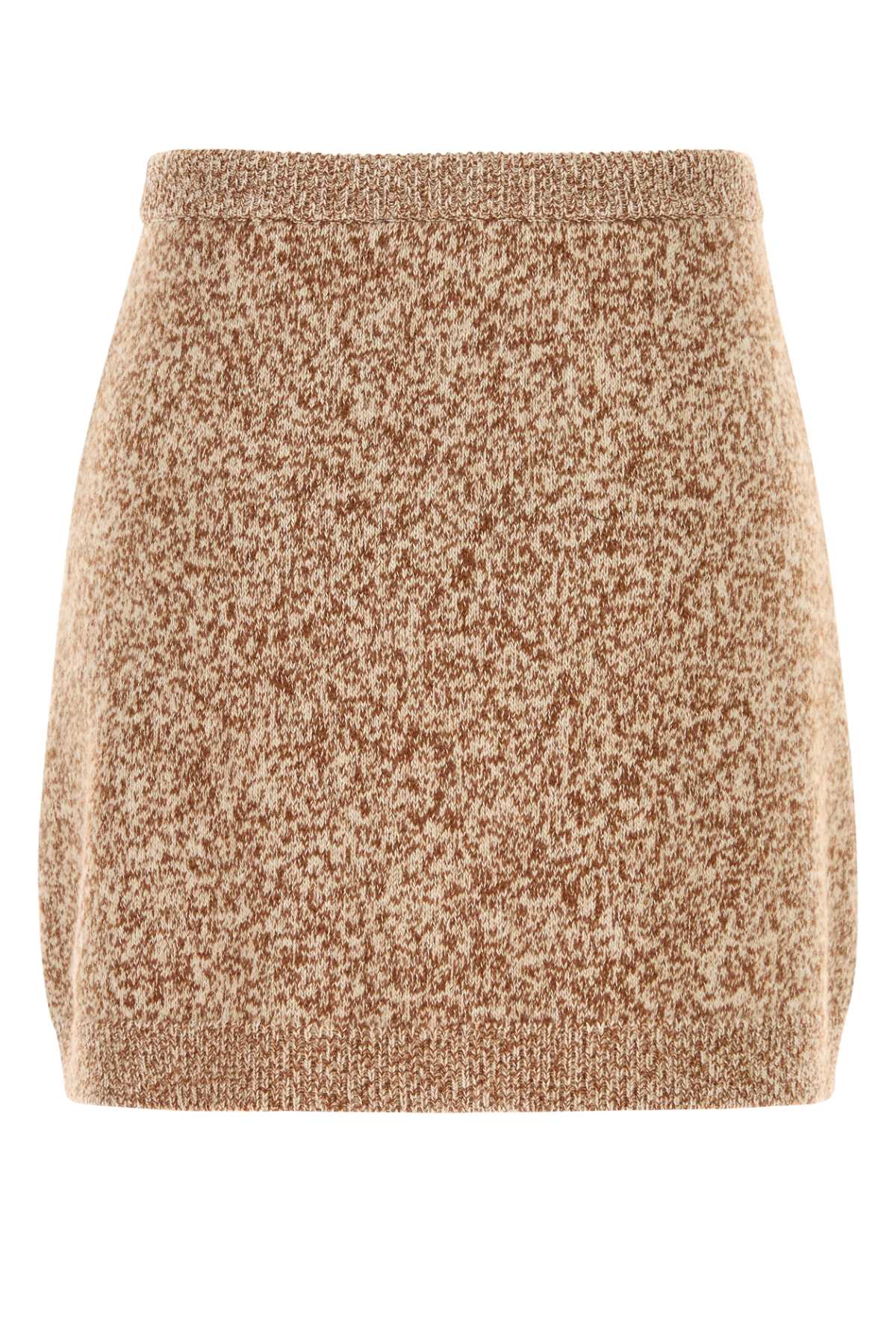 Versace Women Two-tone Virgin Wool Blend Mini Skirt In Brown