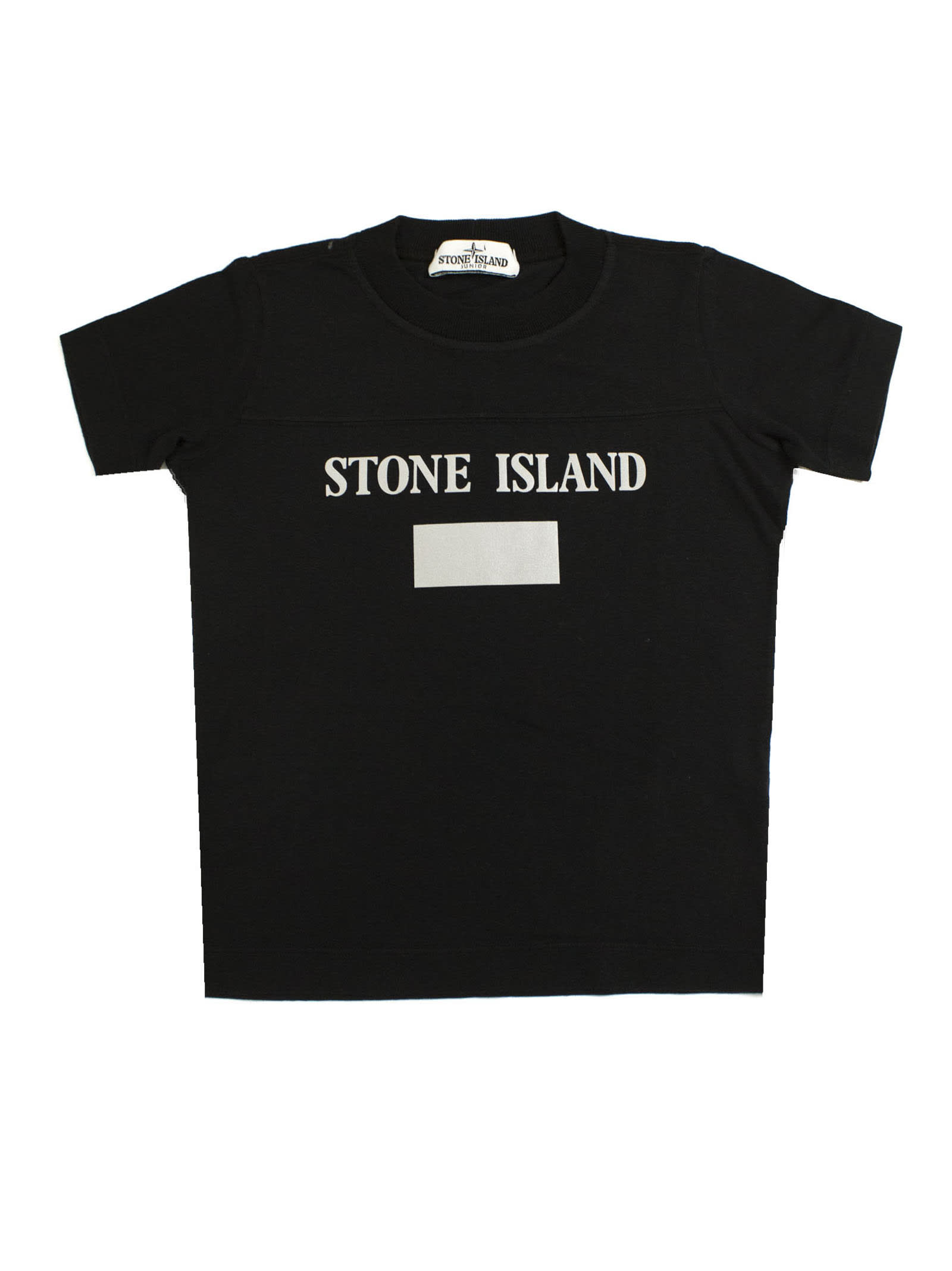 Stone Island Black Cotton Logo Print T-shirt