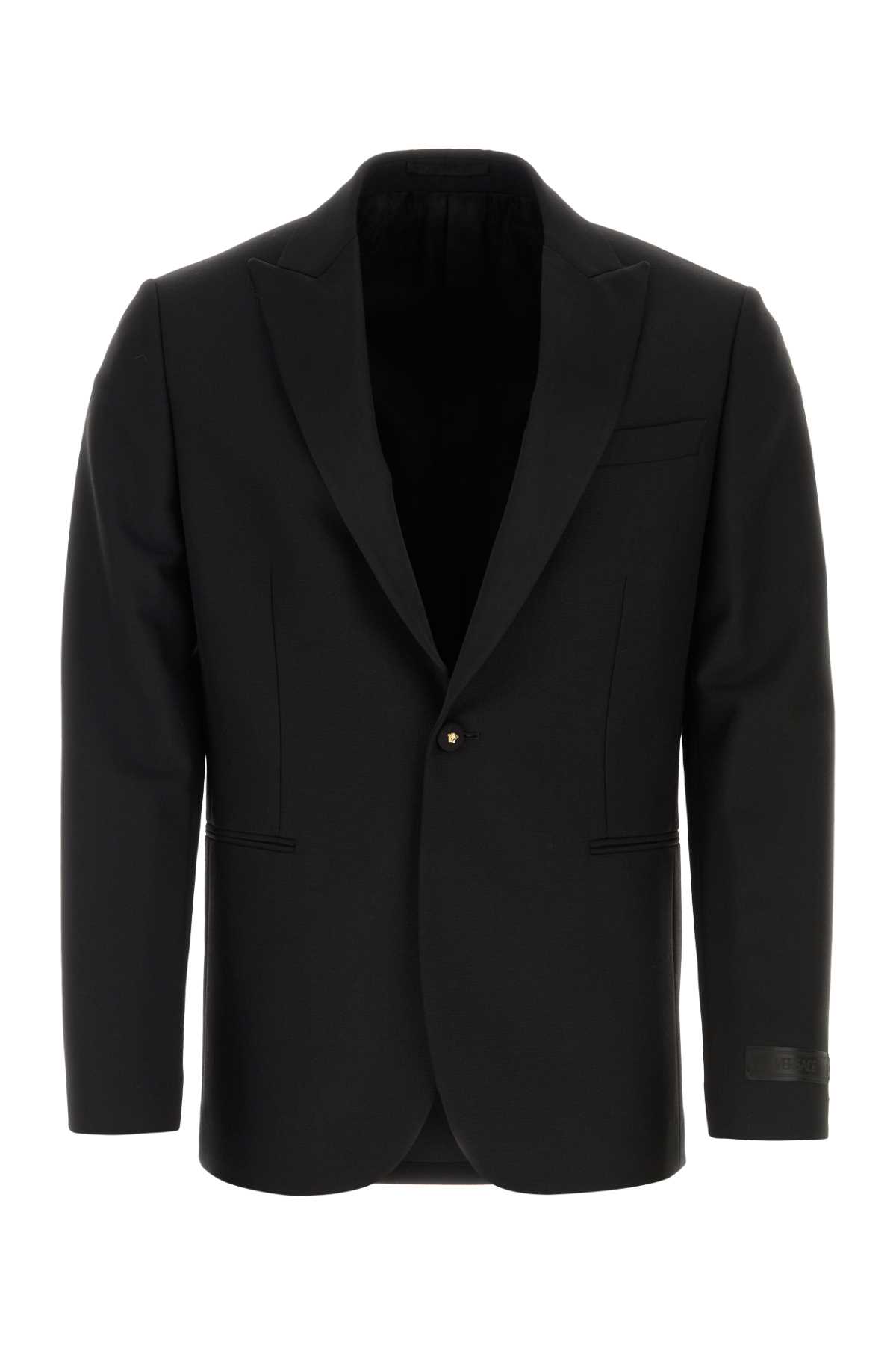 Shop Versace Black Wool Blend Blazer