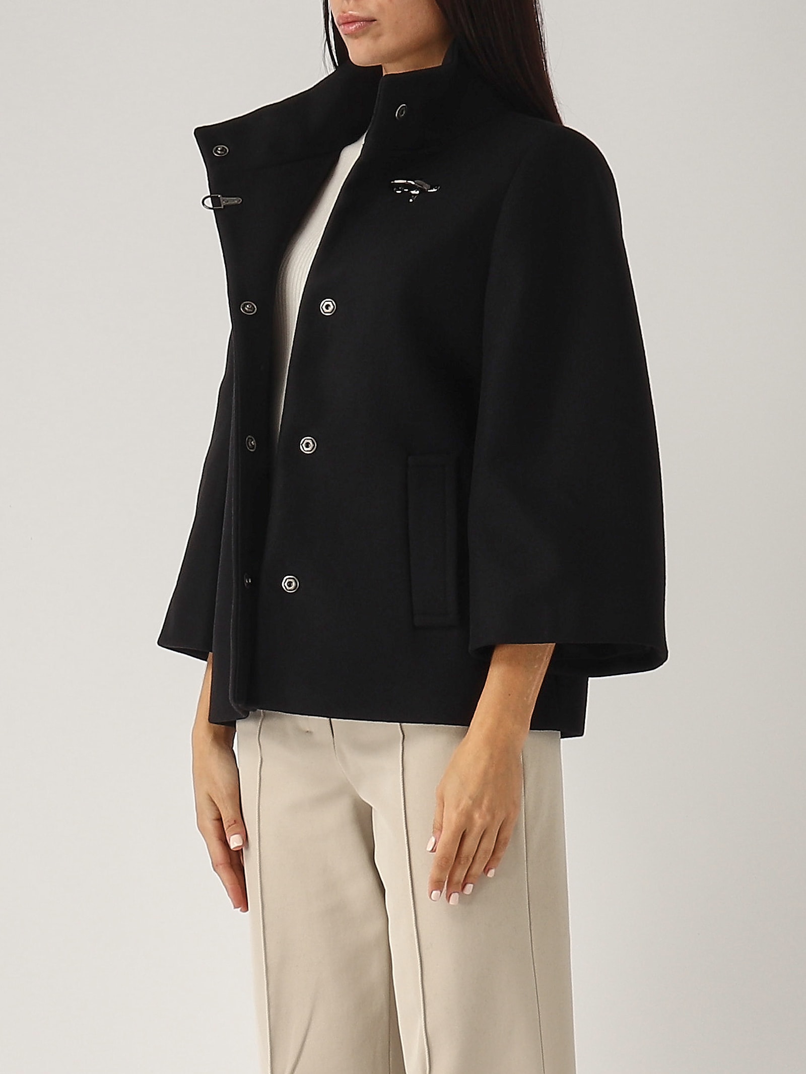 Shop Fay Cappa Con Gancio Jacket In Nero