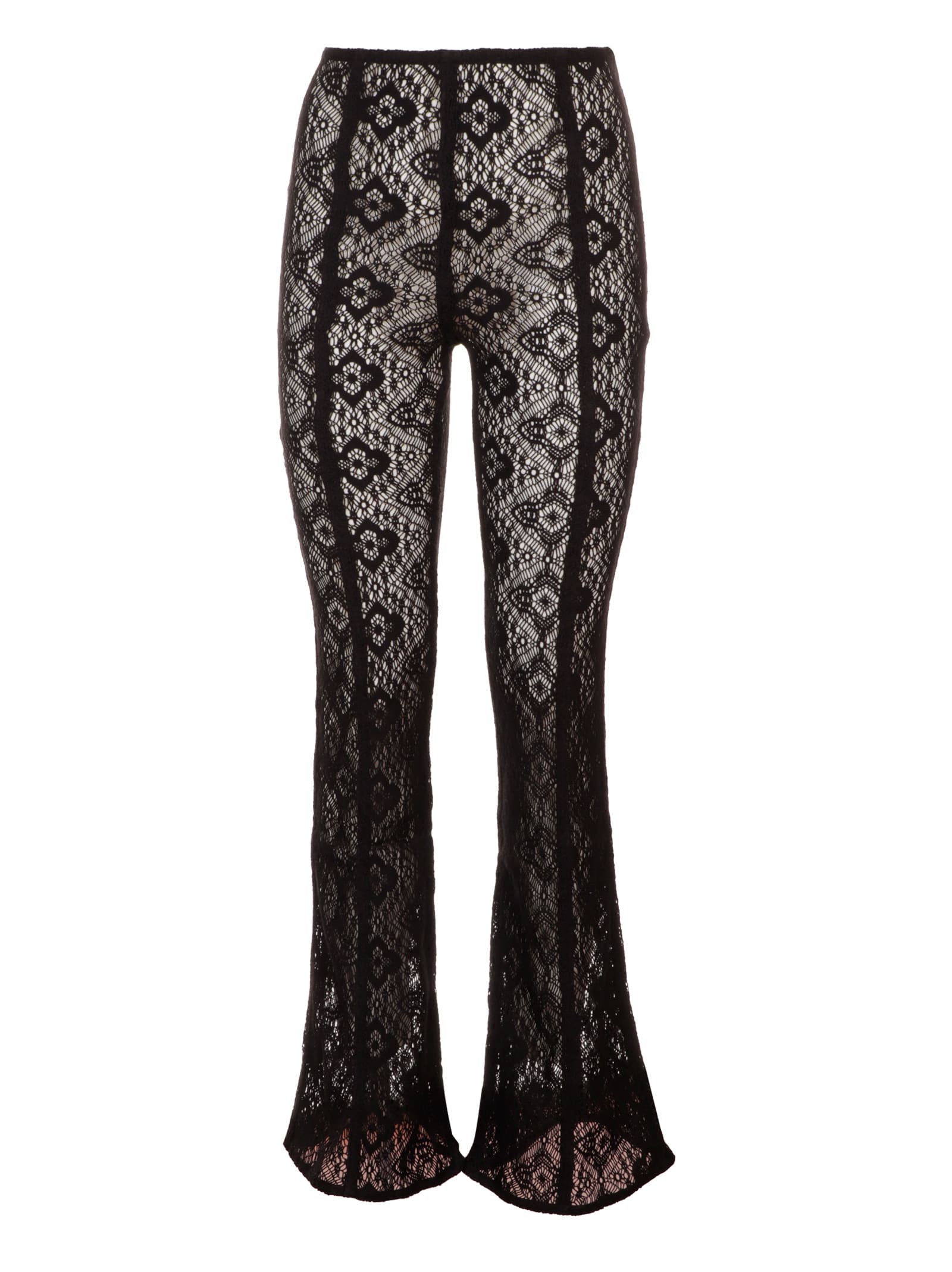 Ganni Lace Sheer Flared Trousers In 099