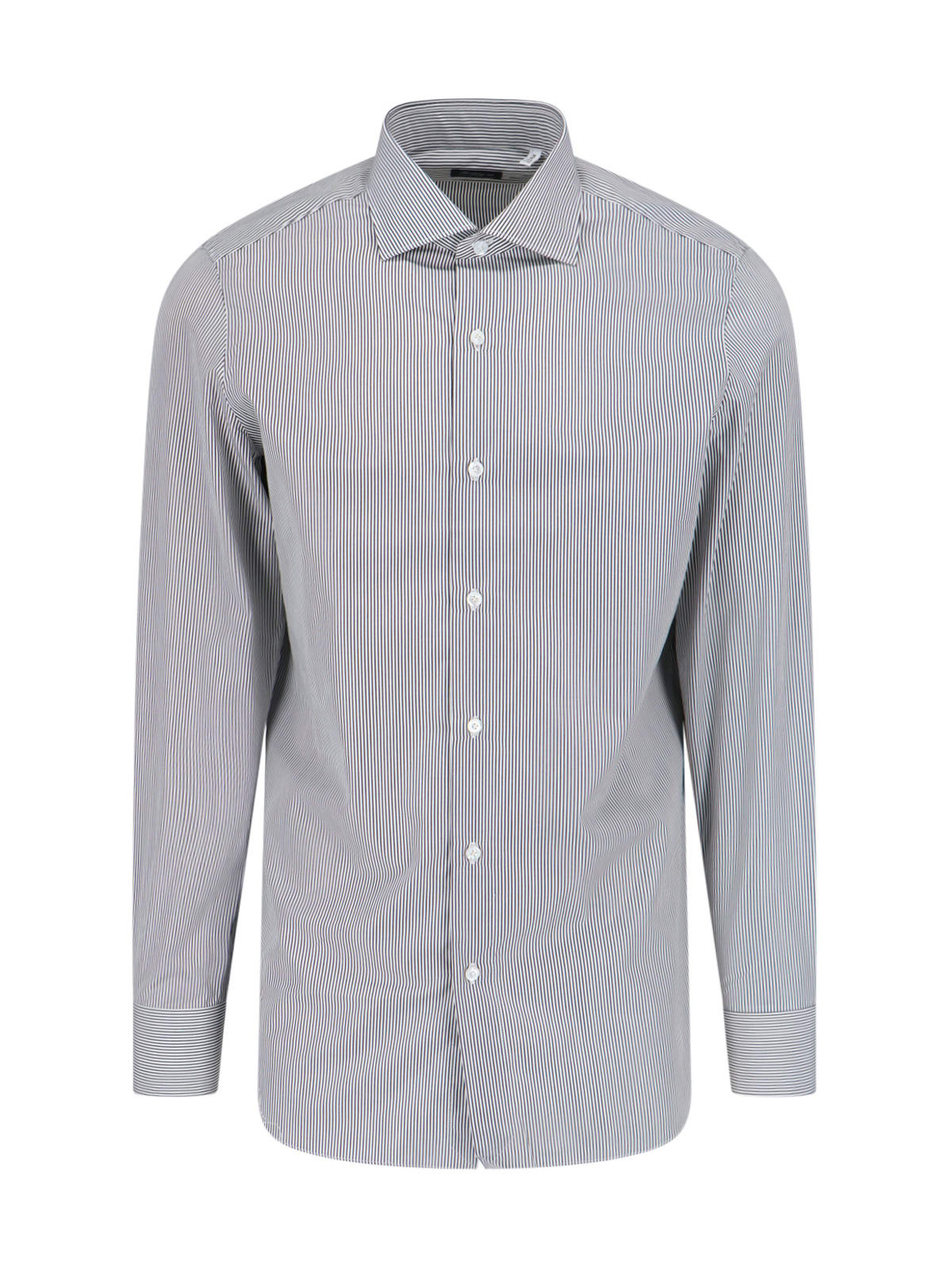Finamore Striped Shirt In Gray