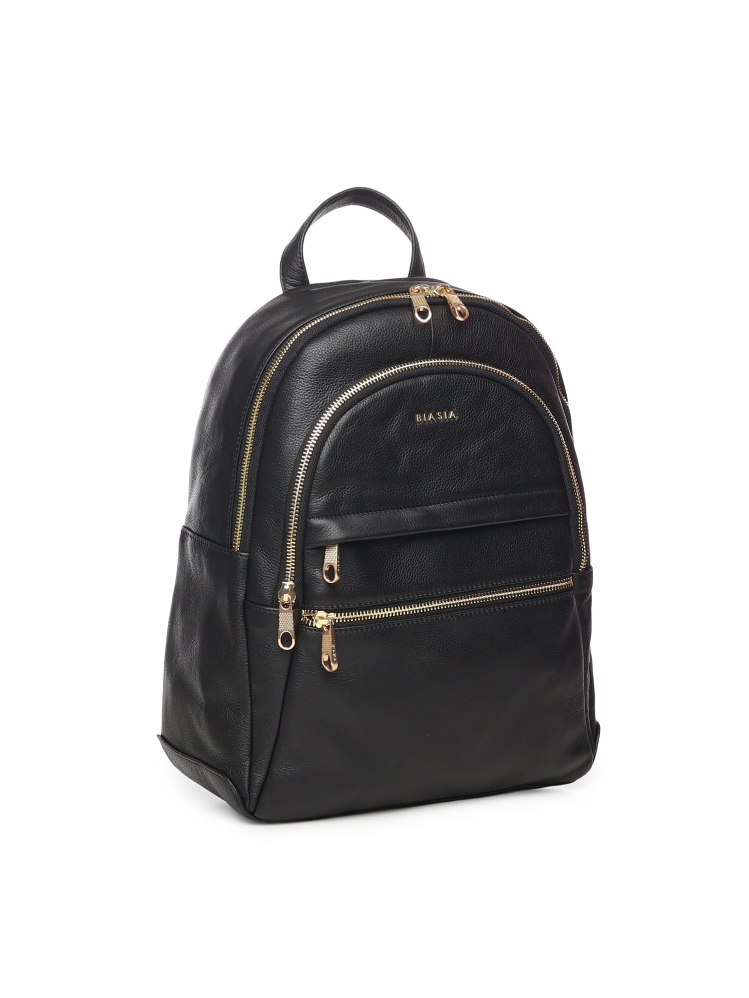 Biasia Leather Backpack With Logo In Black