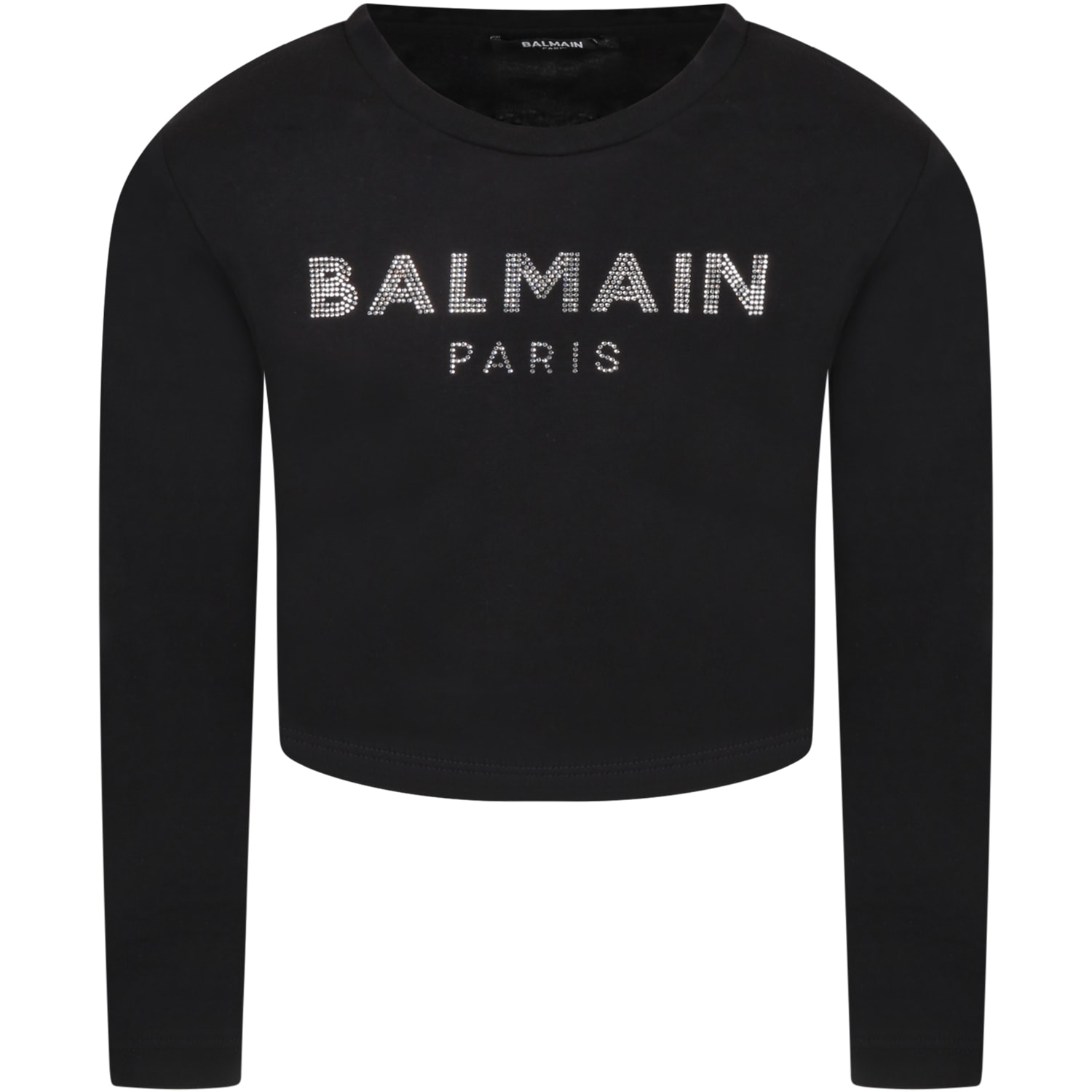 Balmain Black T-shirt For Girl With Logo