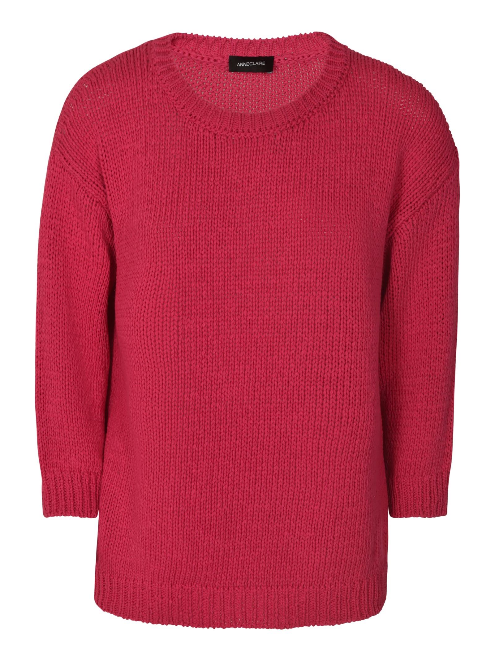 Anneclaire Ribbed Knit Jumper In Fuchsia
