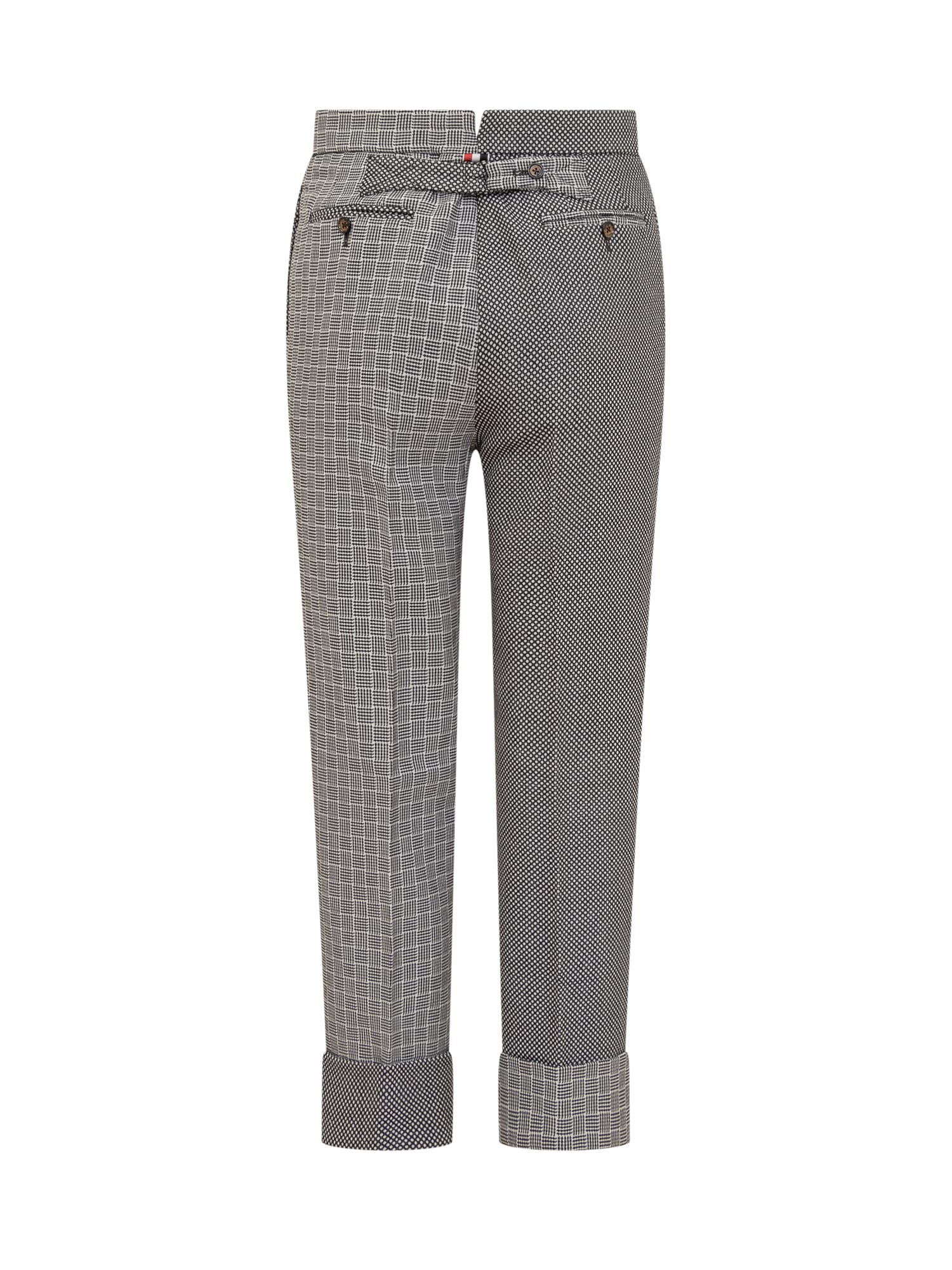 Shop Thom Browne Classic Check Trousers In White/black