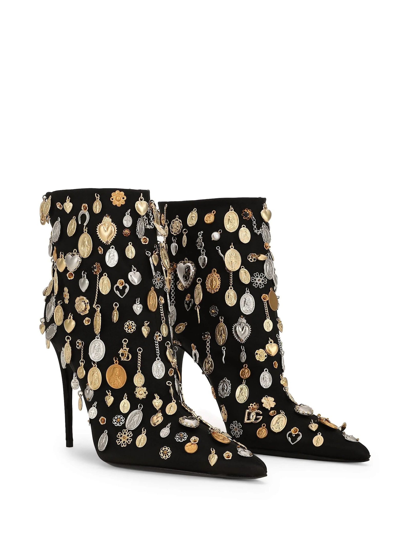 Shop Dolce & Gabbana Tronchetto Raso In Nero Oro