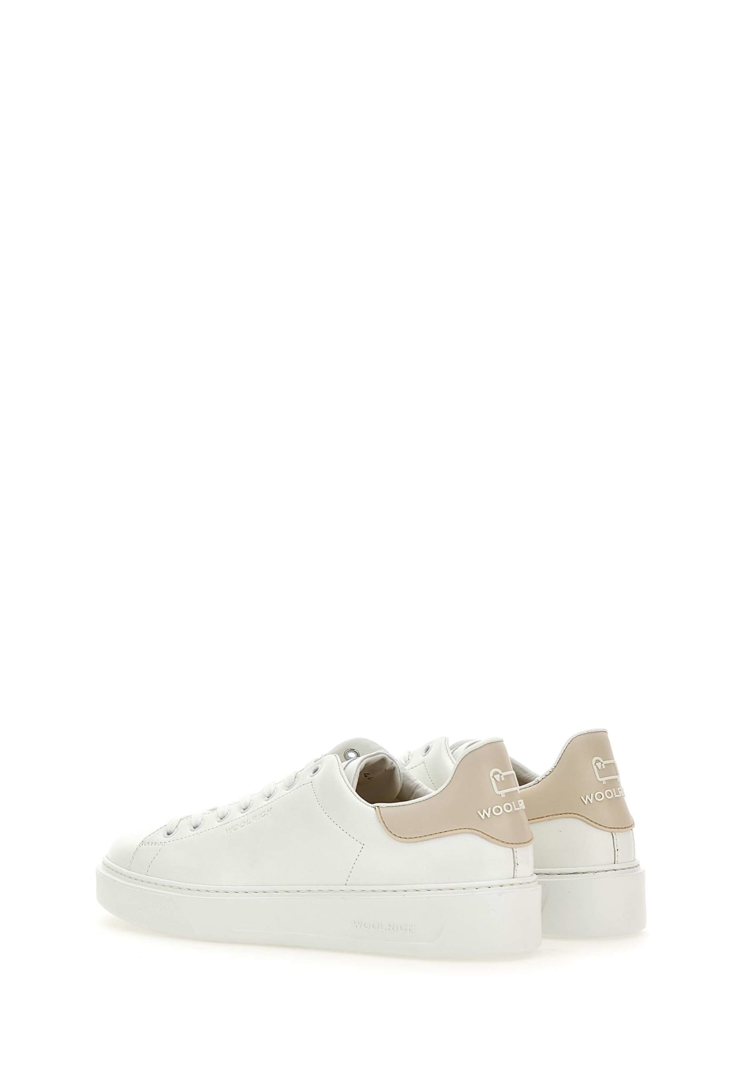 Shop Woolrich Leather Sneakers Classic Court In White