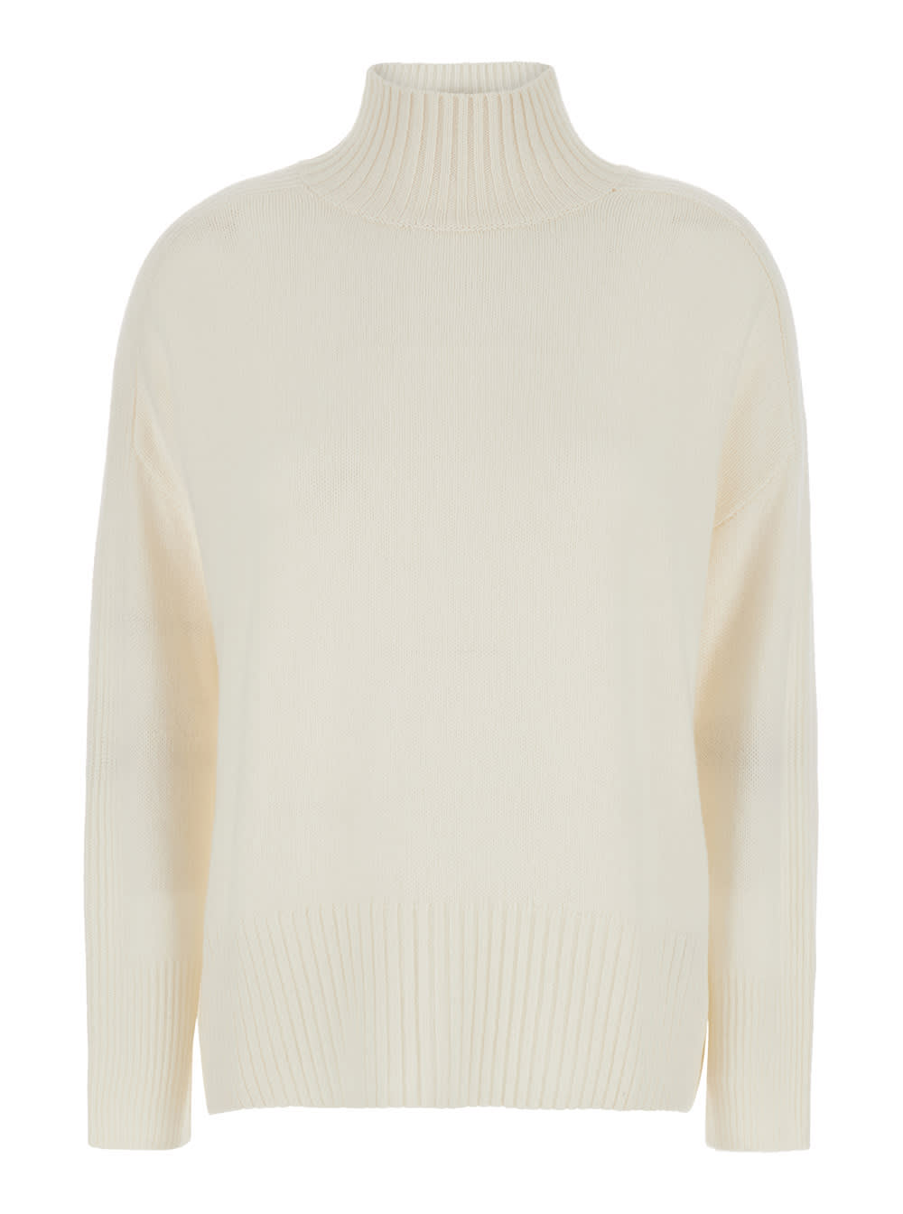 Shop Allude White High Neck Sweater In Cashmere Woman