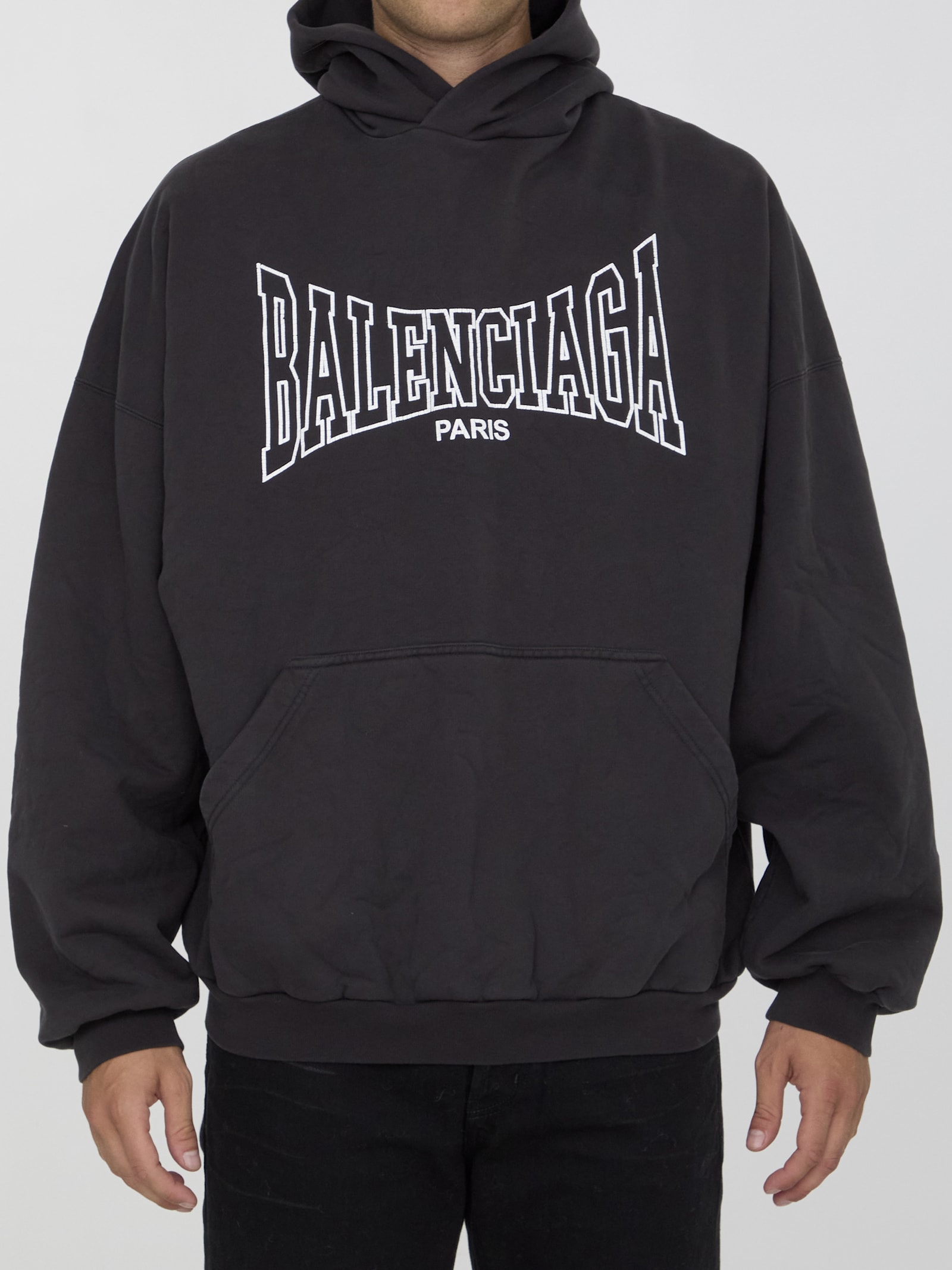 Shop Balenciaga Paris Hoodie In Black