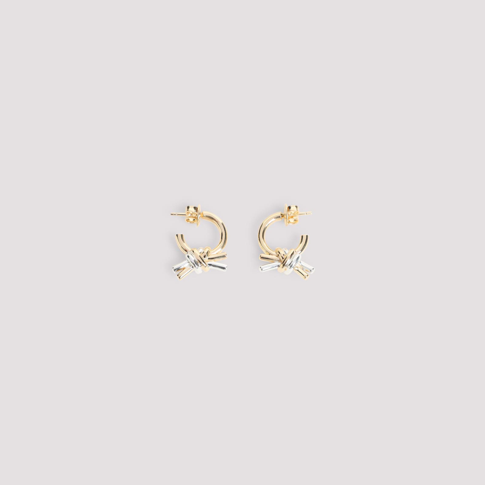 Bottega Veneta Knotted Hoop Earrings In Mixed Metals In Gold