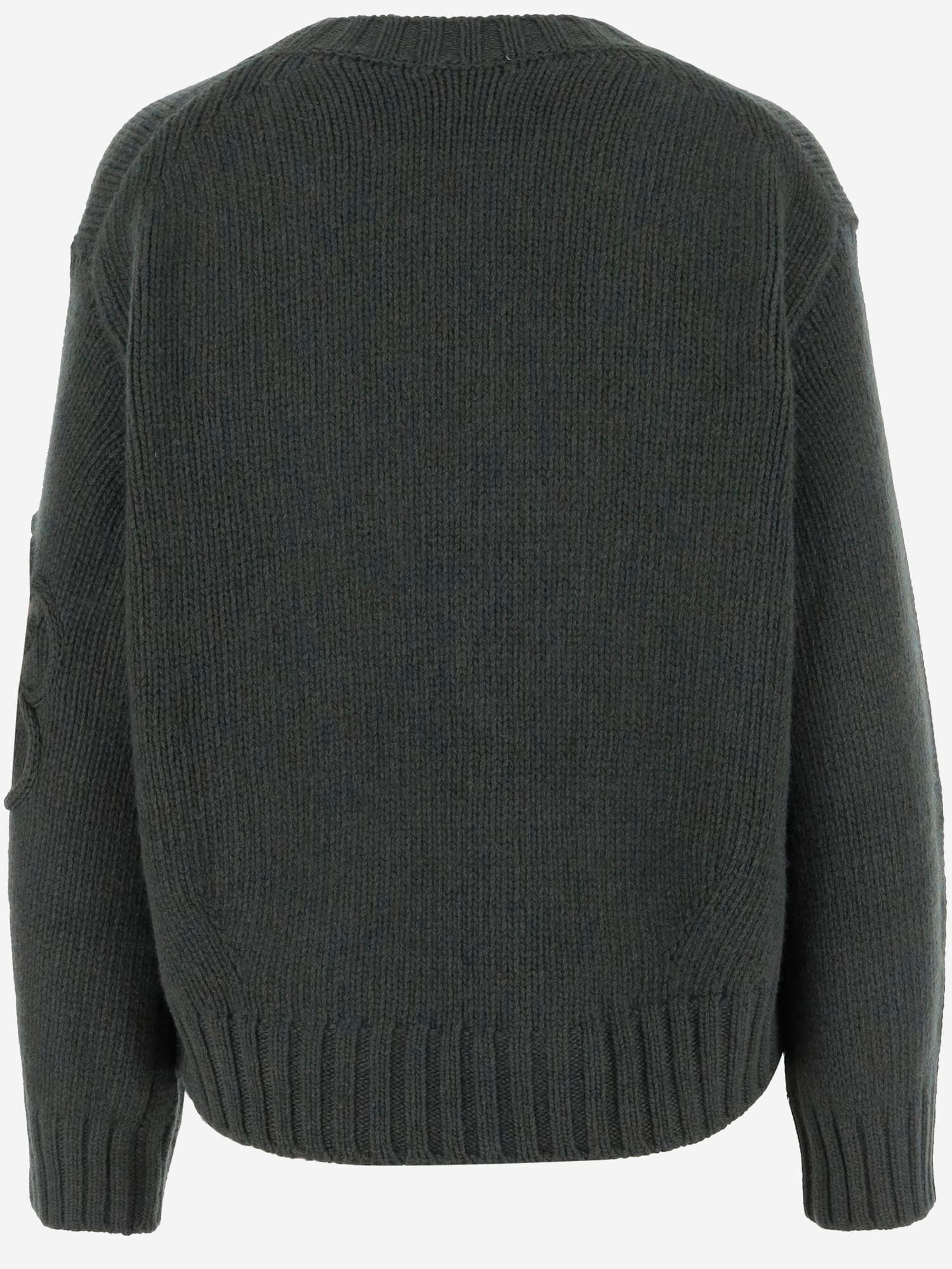 Bruno Manetti Flower-applique Crew-neck Sweater In Gray