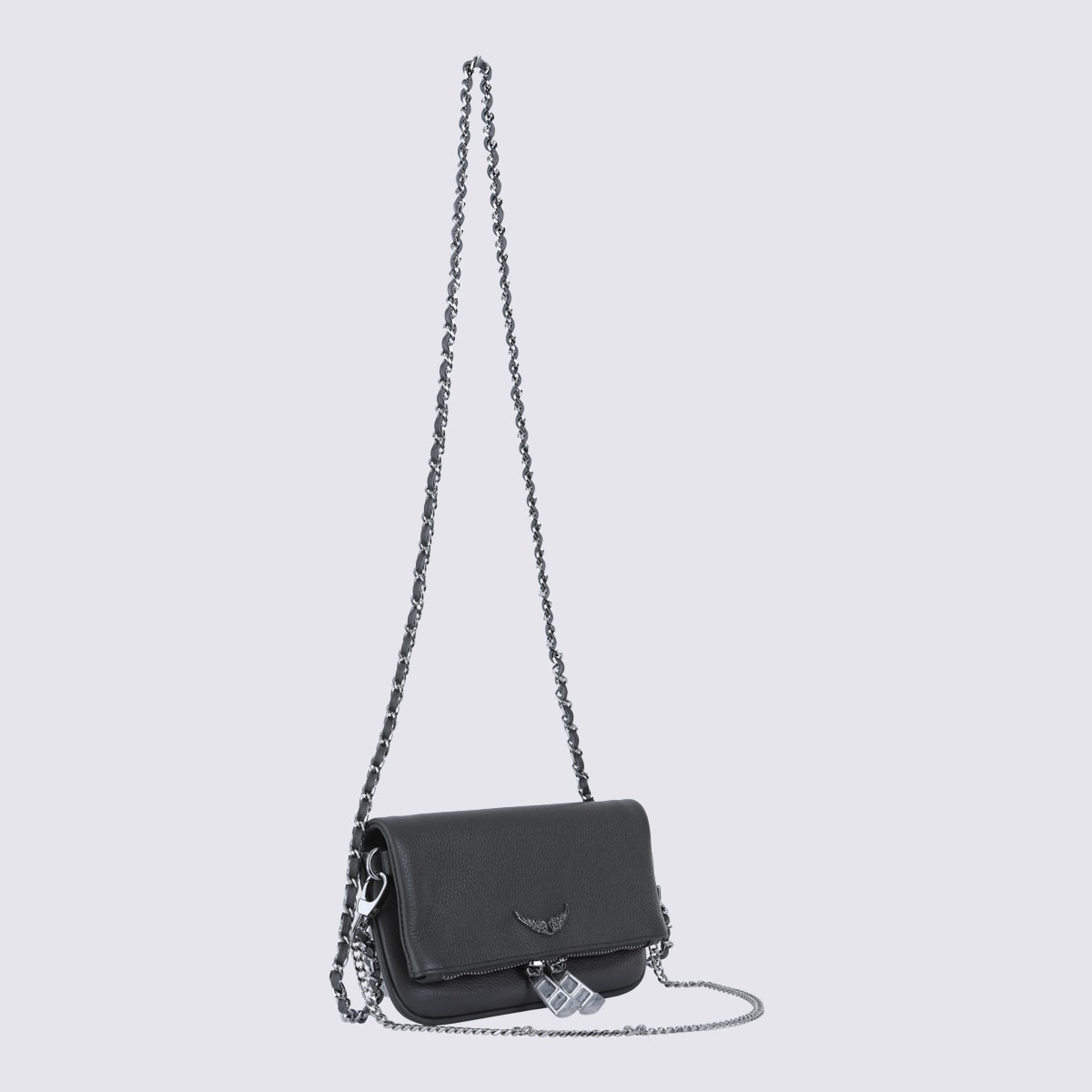 Zadig & Voltaire Chain Strap Textured Finish Shoulder Bag In Black