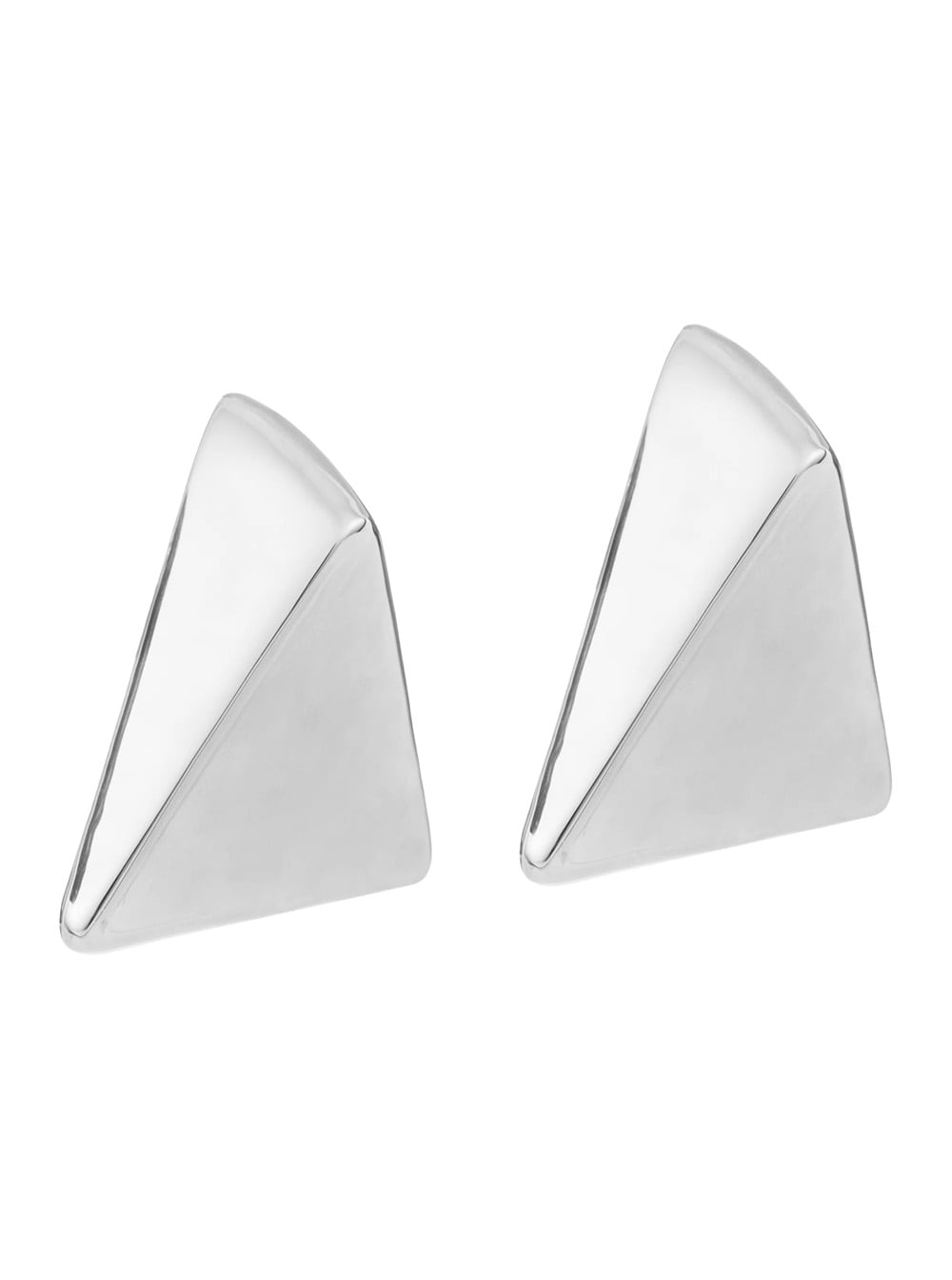 virtual Metallic Earings With Butterfly Clasp Closure And Triangular Shape In Silver Plated Bronze Woman