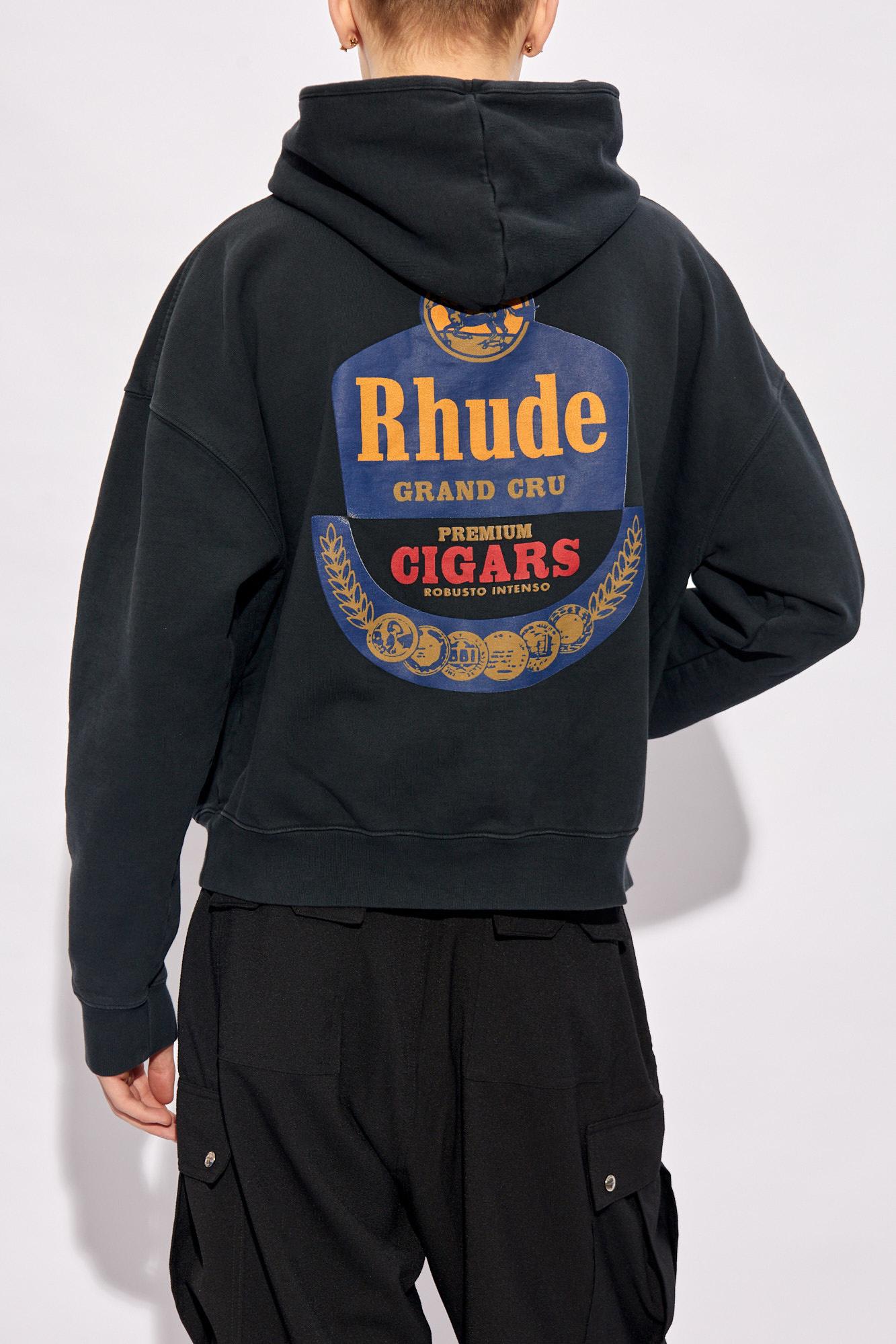 Shop Rhude Hoodie With Logo In Black