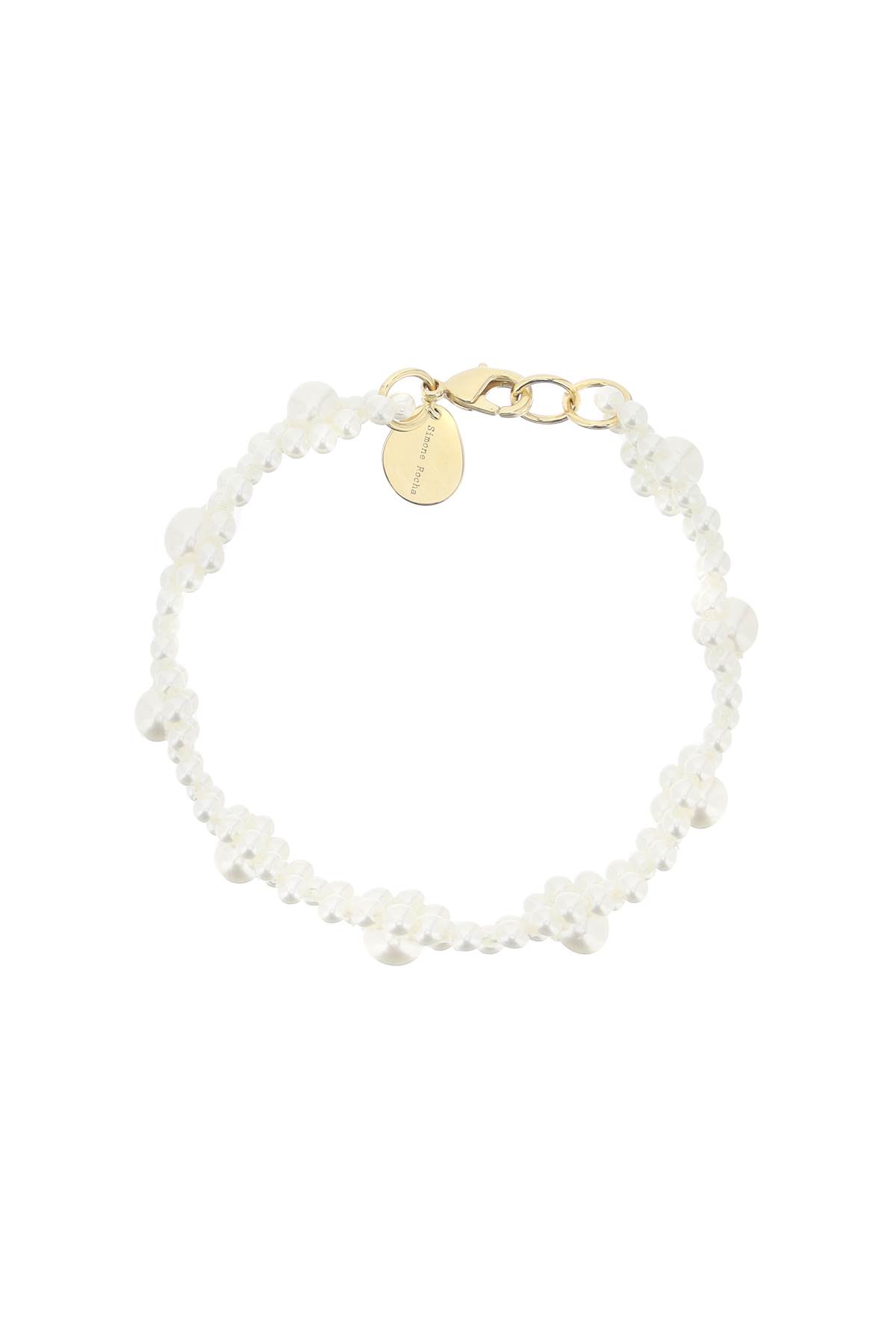 Shop Simone Rocha Bracelet With Daisy-shaped Beads In Pearl (white)