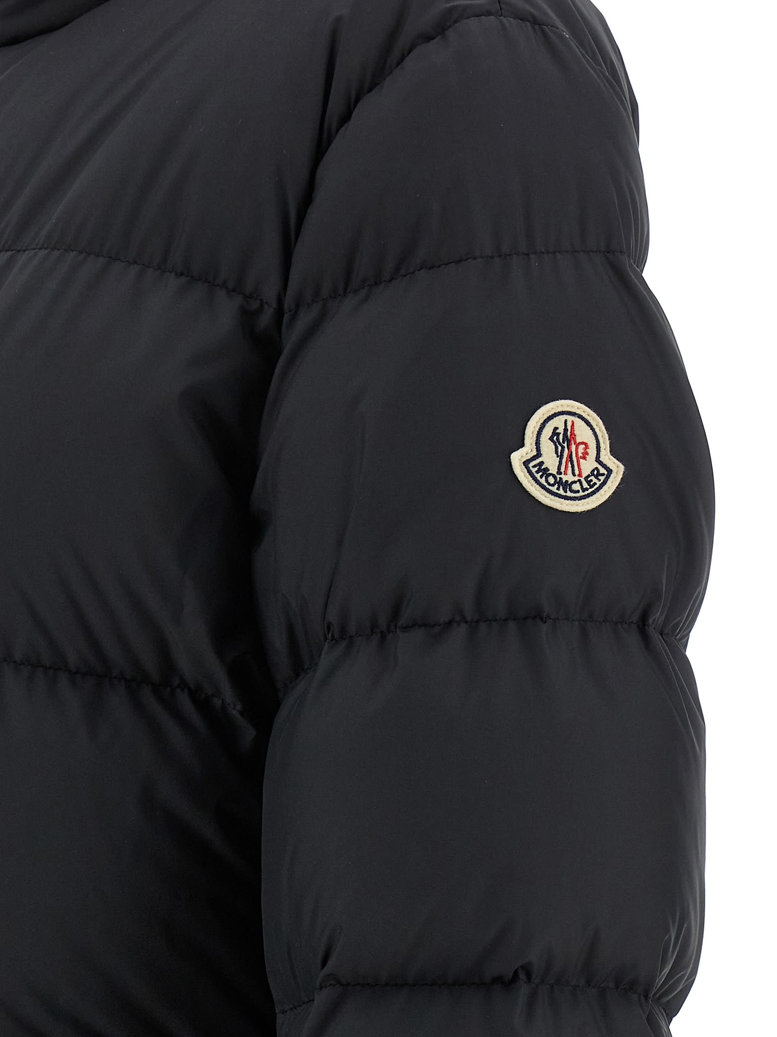Moncler Puffer Jacket With High Collar And Cuffs In Black