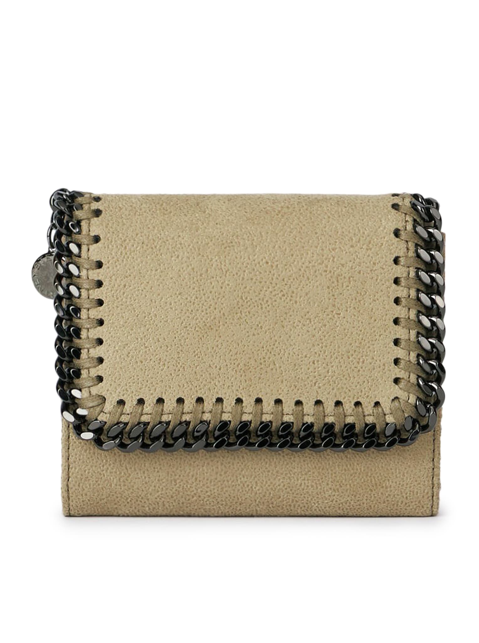 Shop Stella Mccartney Falabella Small Flap Wallet In Light Khaki