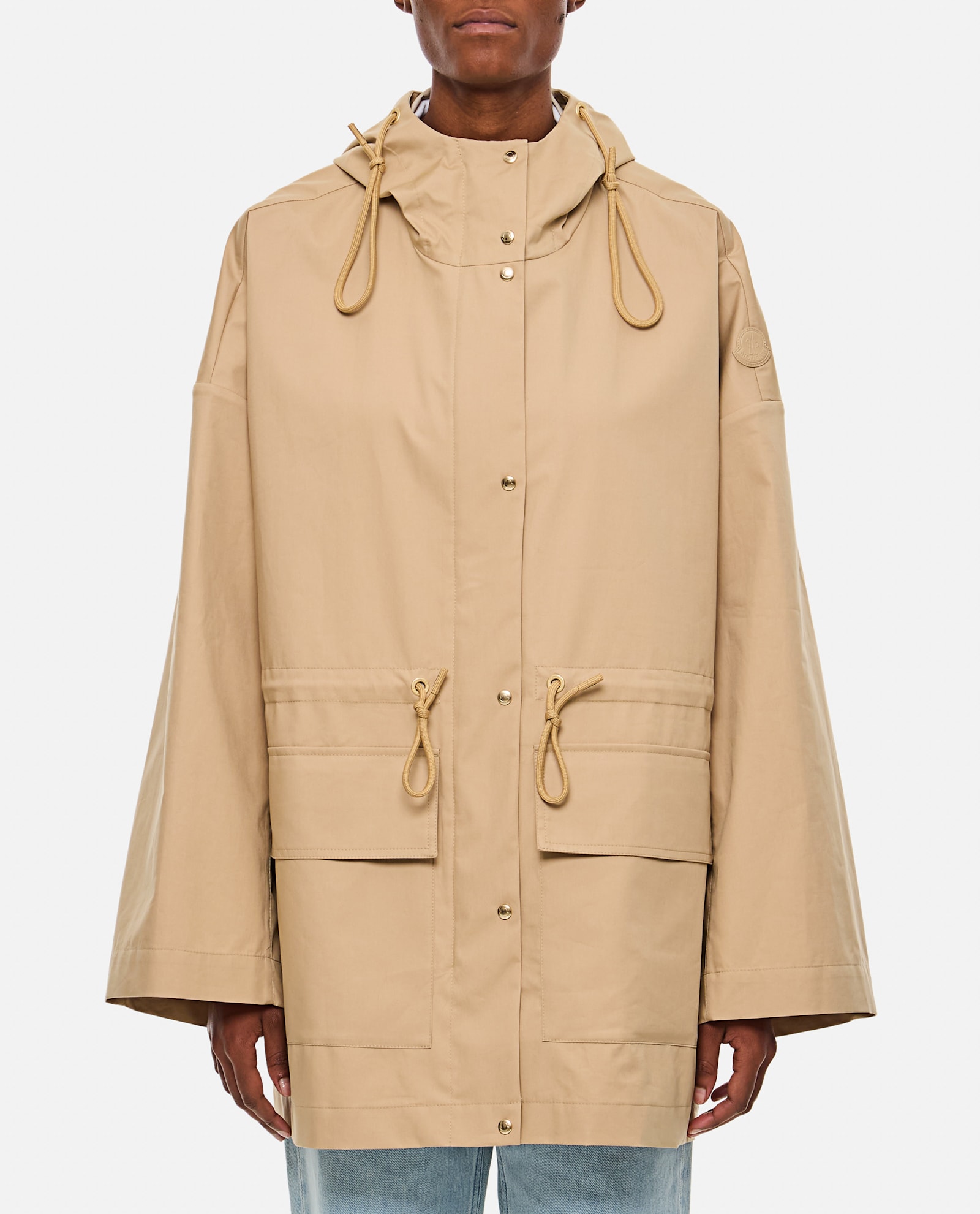 Moncler Gaillon Hooded Parka In Cotton In Nude